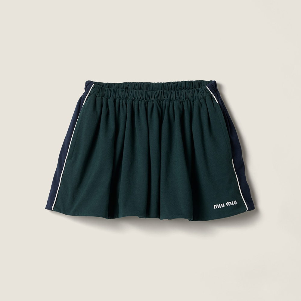 Designer blue Clothing MiuMiu Bottle Green blue Cotton Jersey Miniskirt View 2 | Nigo Office