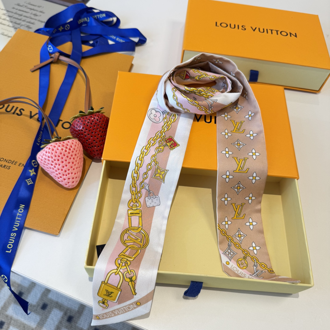 [TOP] Louis Vuitton LV Twilly Scarf 120x5cm - Pink - 711 Luxury