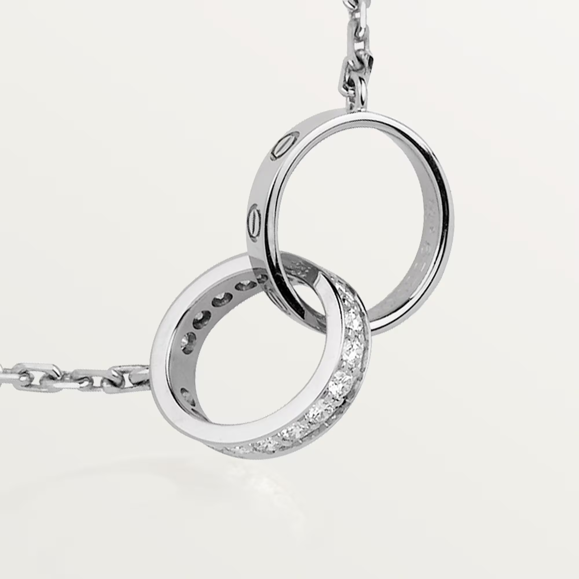Carty Love Luna Loop Necklace, White Gold, Half-Paved
