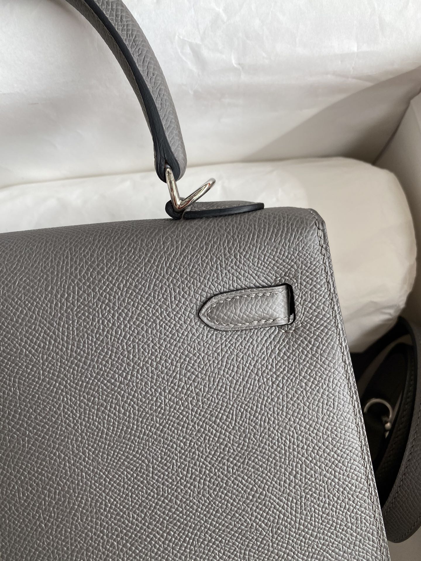 [TOP] HERMES Kelly Epsom Leather 25cm -  Gris Pantin & SHW