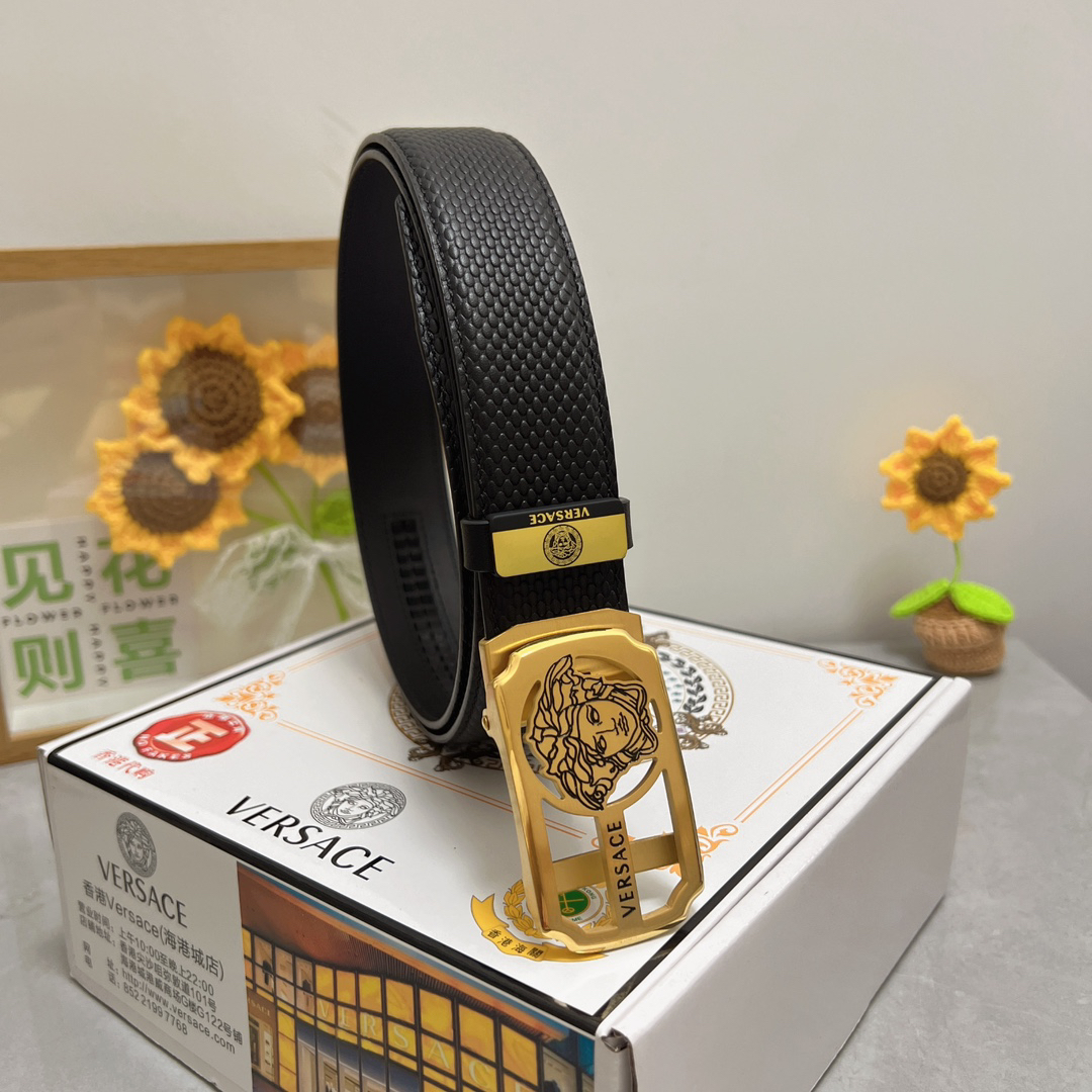 [TOP] VERSACE Men's Belt 3.5 cm - Black - 711 Luxury