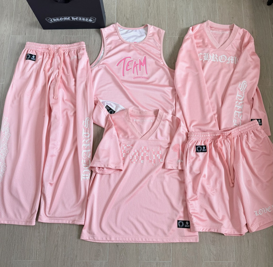 Chrome Hearts pink Clothing Copy Chrome Hearts Pink Mesh Hockey Jersey Shorts Pants T-shirt Sweatshirt Vest #390492 | Nigo Of