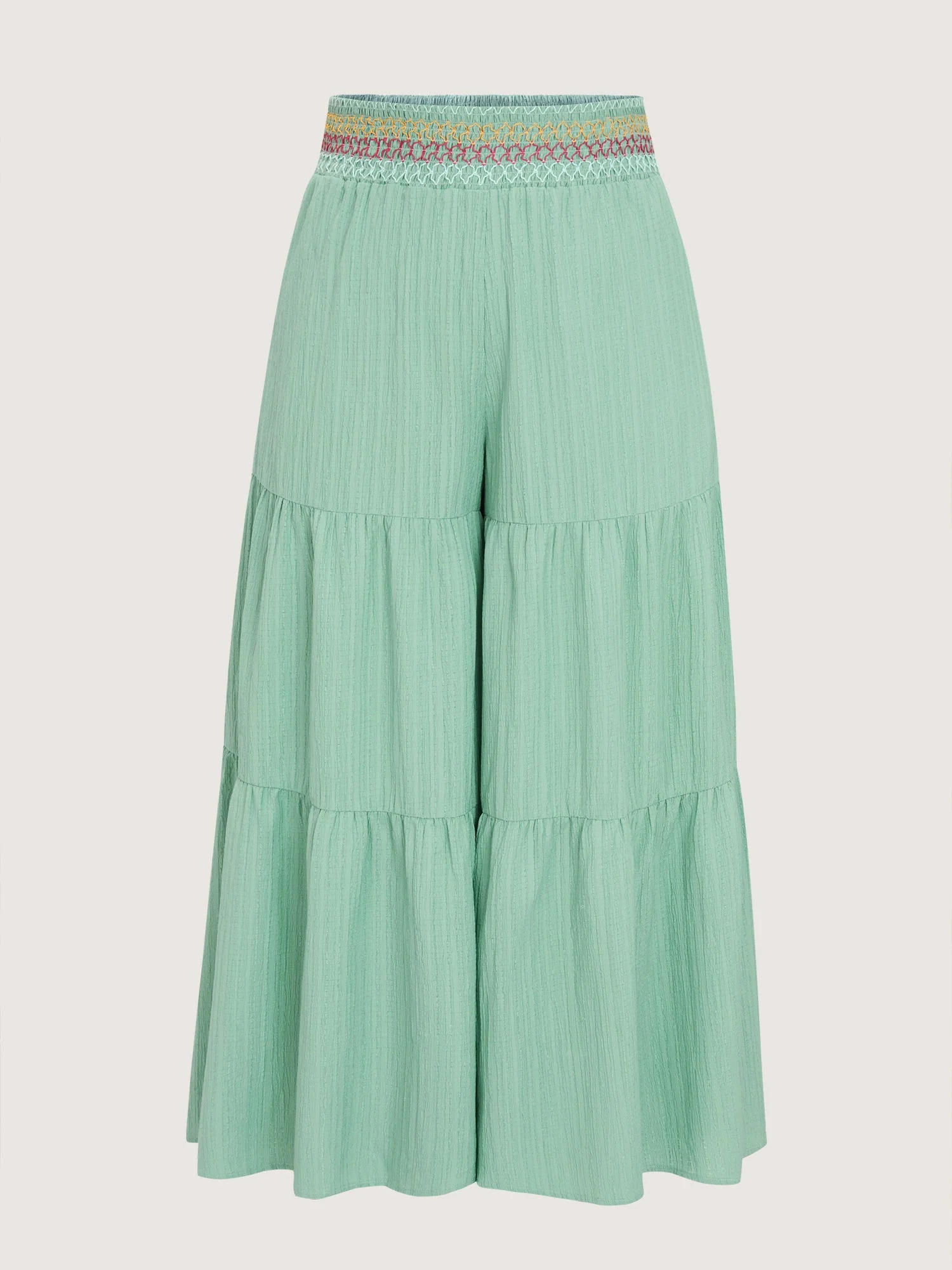 Tiered Shirred Waist Flare Pants