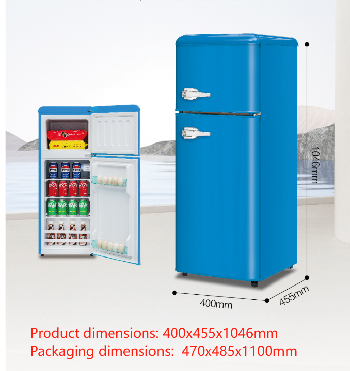 2-Door Retro Mini Refrigerator--0.24CBM