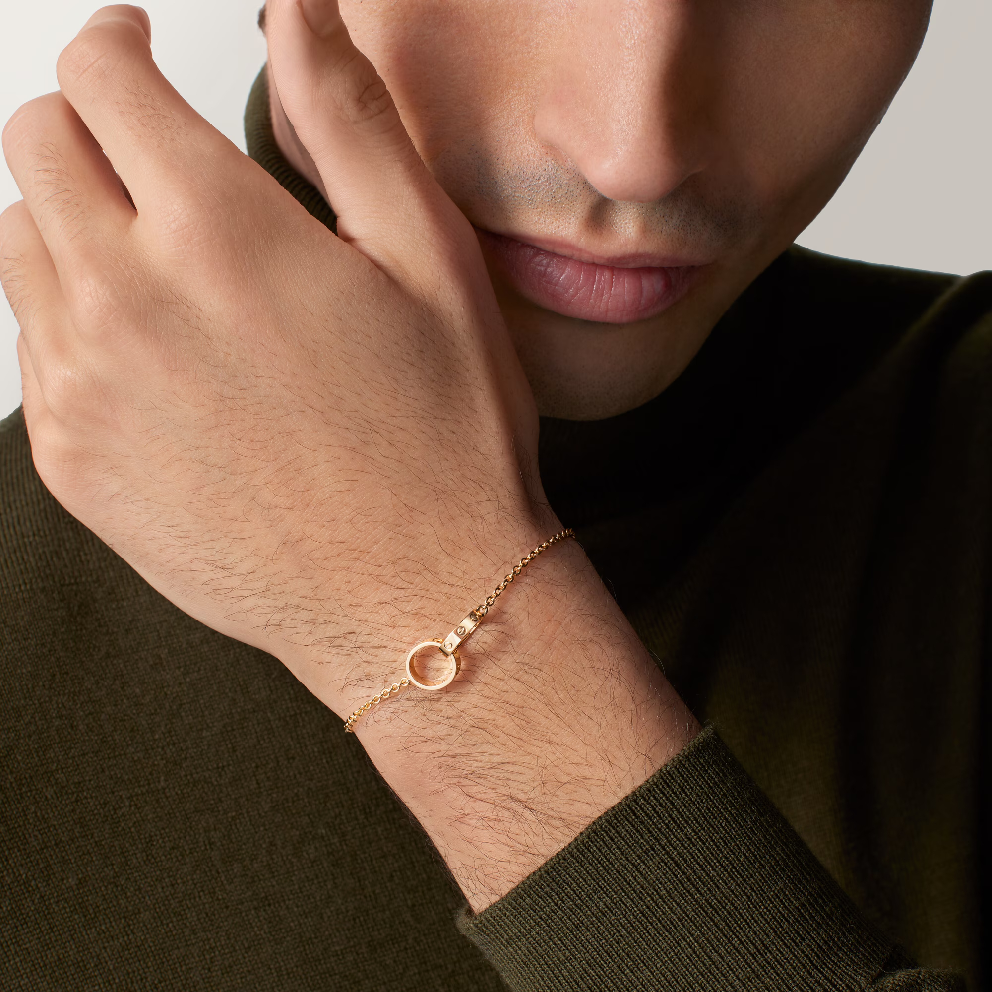 Carty Love Luna Loop Bracelet, Yellow Gold, Chain