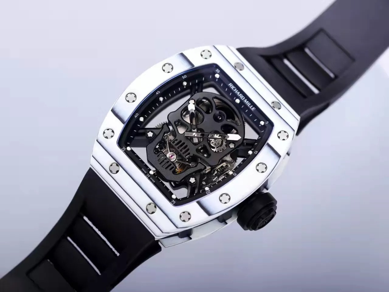 RM 52-01 Skull Black Dial White Bezel 44mm