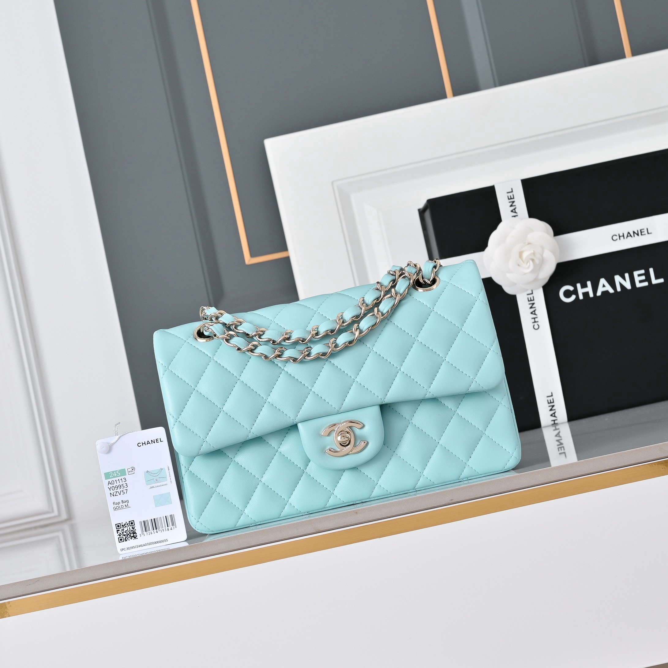 [TOP] CHANEL CF Flab Bag Handbags - Light Blue - GHW - Collection - 711 Luxury