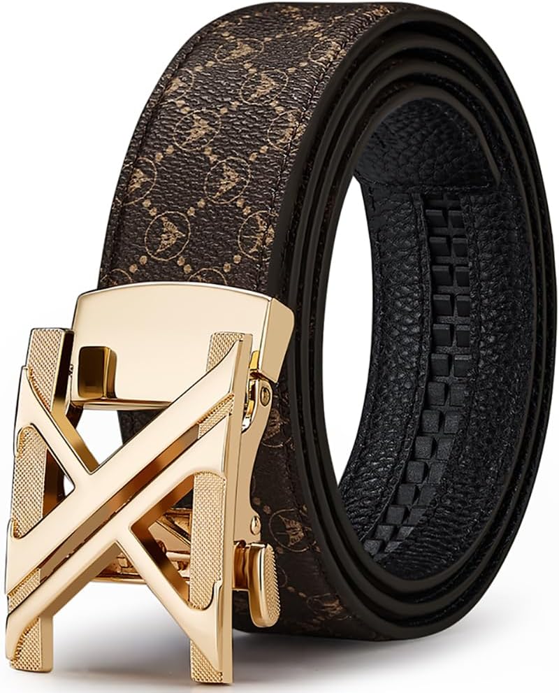 VANNANBA Letter X Belt for Men，Luxury Stylish Designer Ratchet Belts for Dress Casual Pants