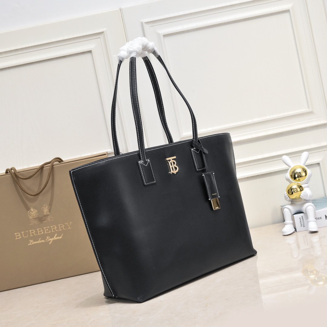 [TOP] BURBERRY Tote Bag Calfskin 34 x 14 x 28cm - Black - 711 Luxury