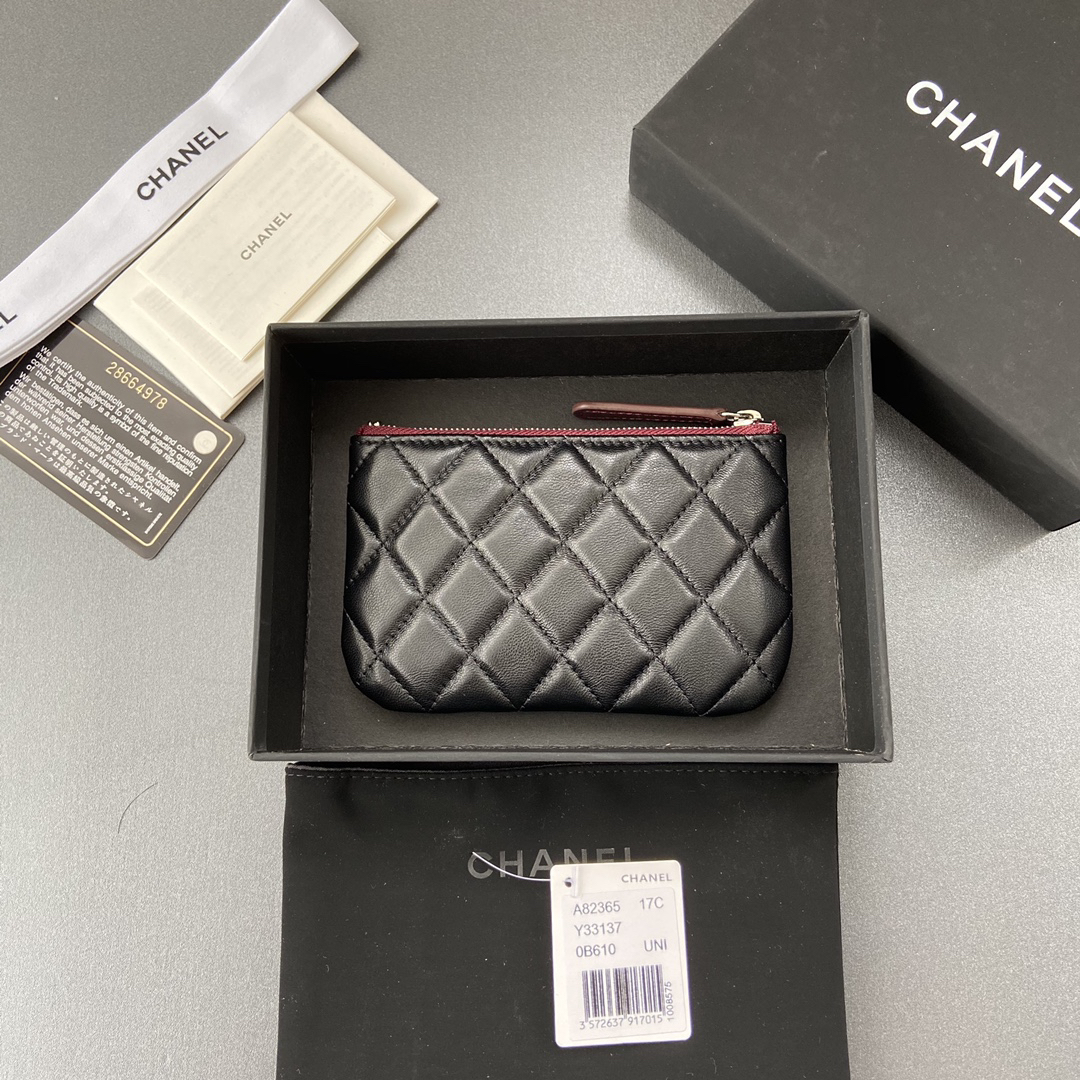 [TOP] CHANEL Sheepskin Wallet 15cm - Black - SHW - 711 Luxury