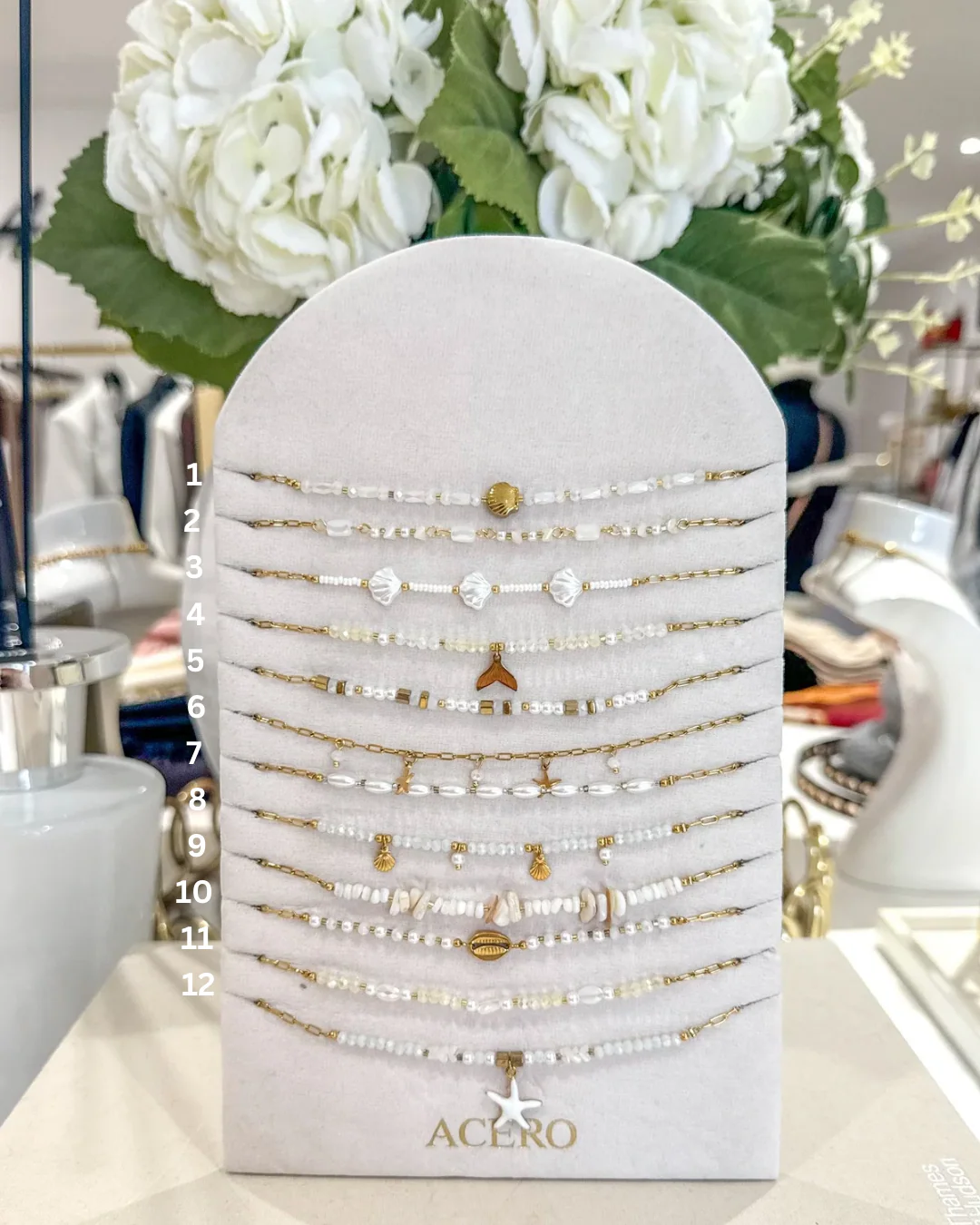 Gold & White Beaded Necklaces (24 Styles)