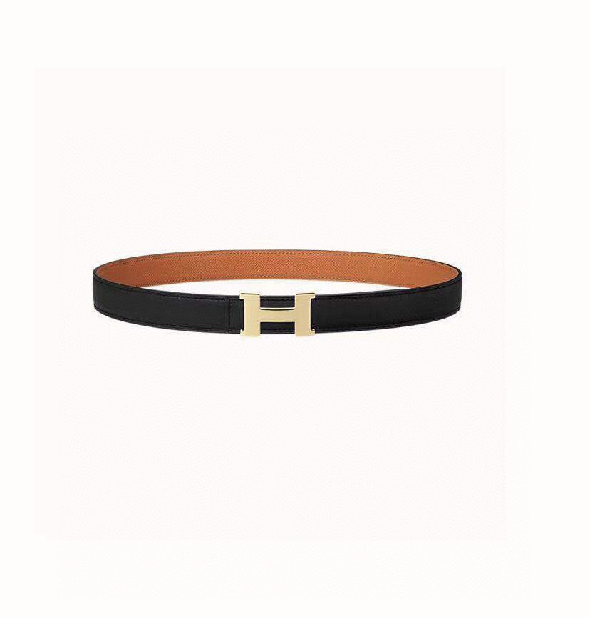 [TOP] HERMES Mini Constance Calfskin Belt 24mm - Black and Brown - 711 Luxury