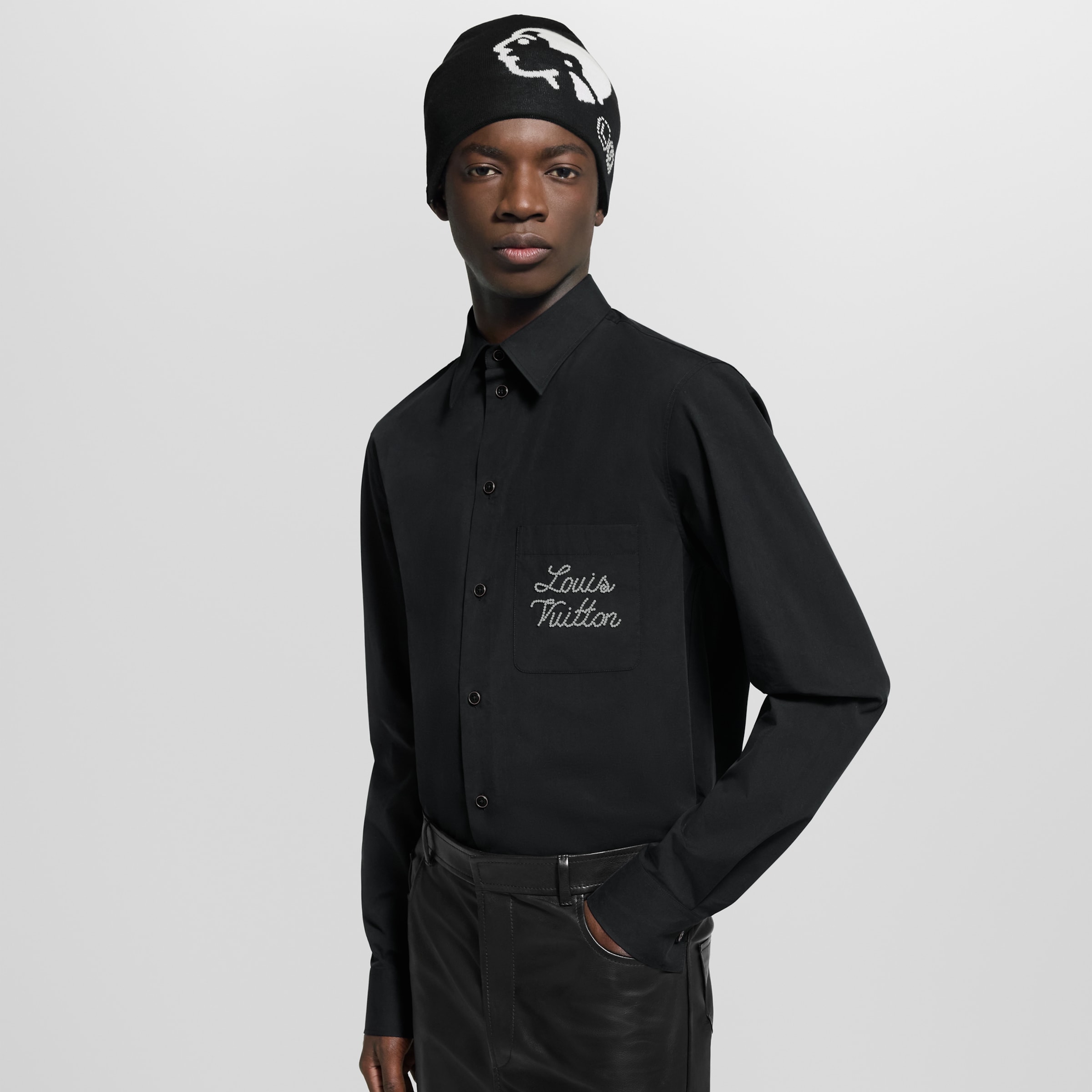 Louis Vuitton Clothing LOUIS VUITTON Embroidered Signature Long-Sleeved Shirt #395626 View 2 | Nigo Office