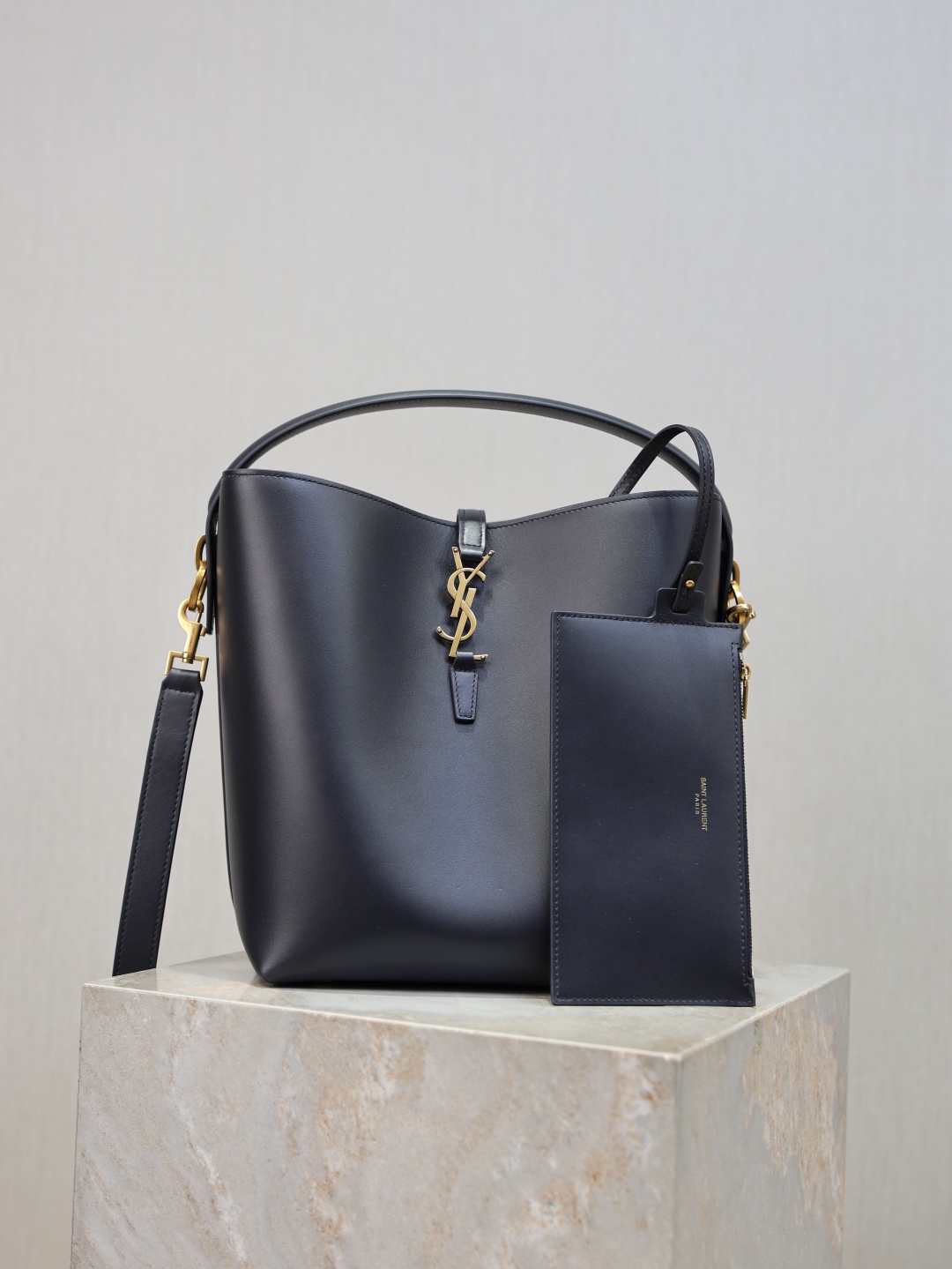 [TOP] Yves Saint Laurent YSL LE 5À7 Bag Calfskin 26x20x12cm - Blue & GHW - 711 Luxury