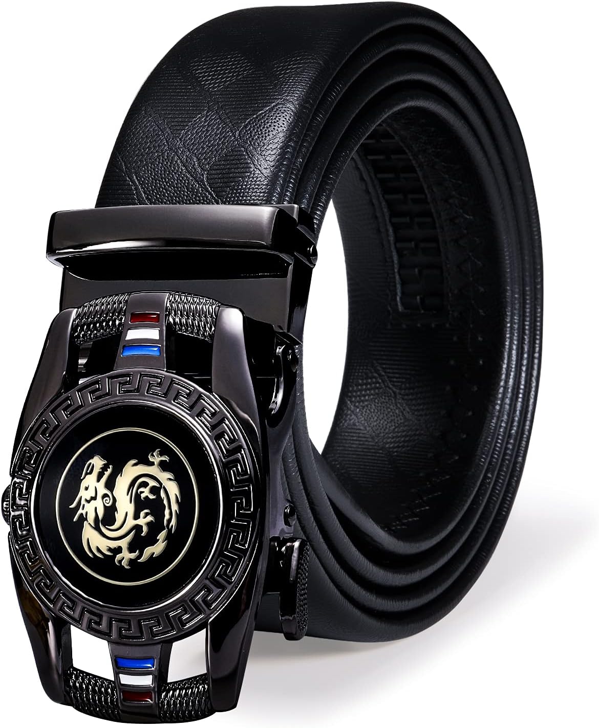 Dubulle Designer Mens Belts, Sliding Automatic Buckle Ratchet Dress Belt TOP Genuine Leather Strap Gifts