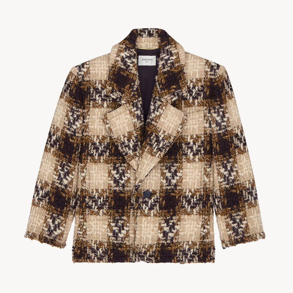 Saint Laurent black Clothing Saint Laurent Single-breasted Jacket in Tweed in Black #394362 | Nigo Office