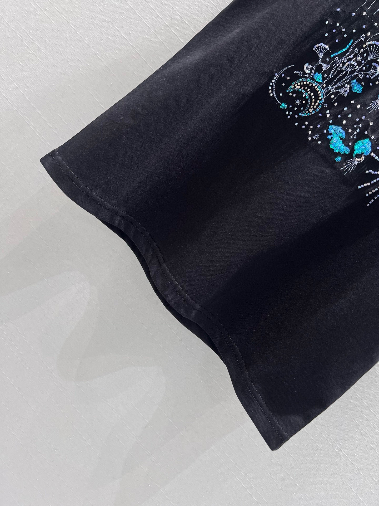 [TOP] Christian Dior Short-Sleeve T-Shirt with Starry Night Pattern - Black