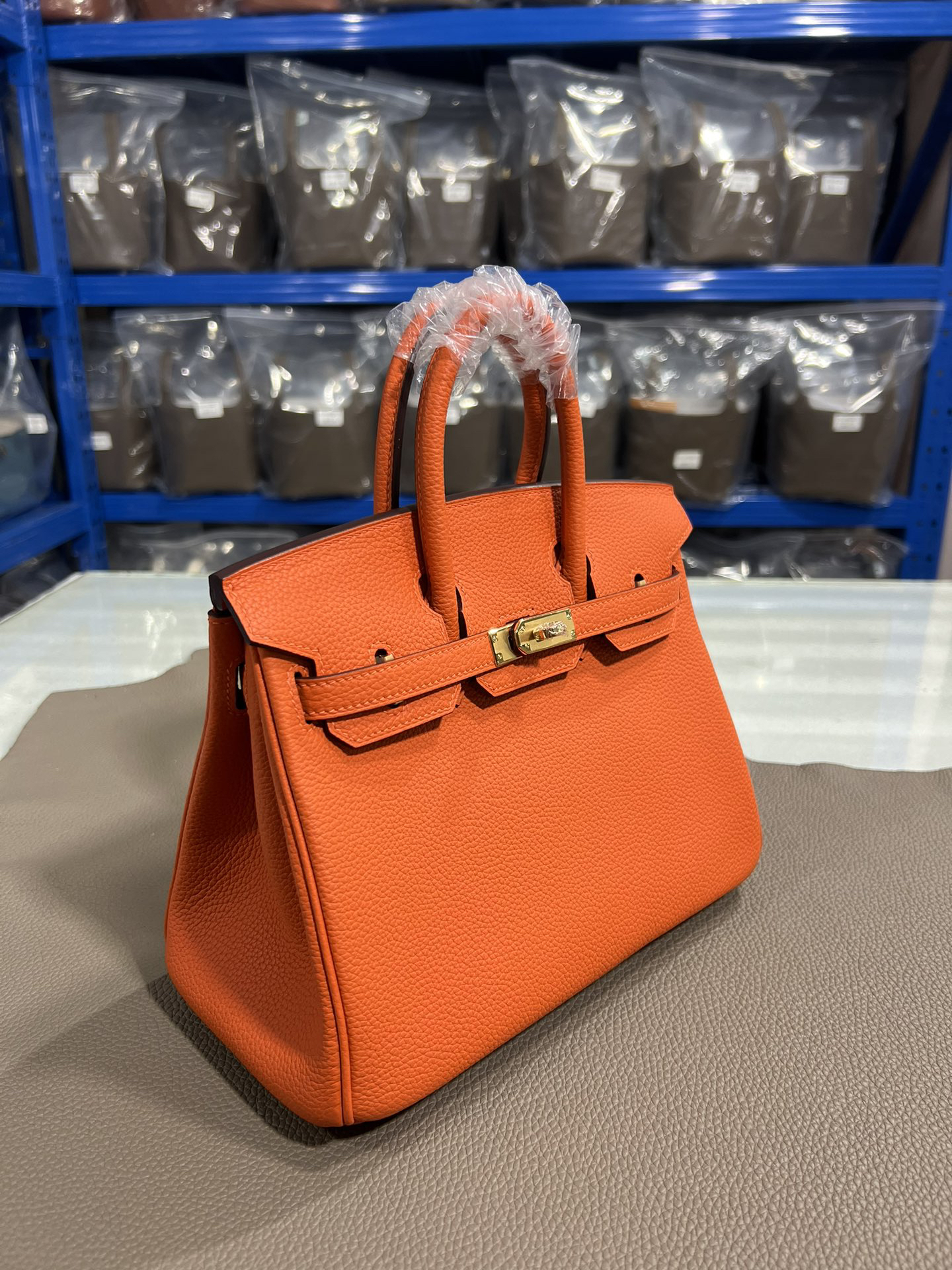 [TOP] HERMES Birkin Togo Leather 25cm - Orange & GHW