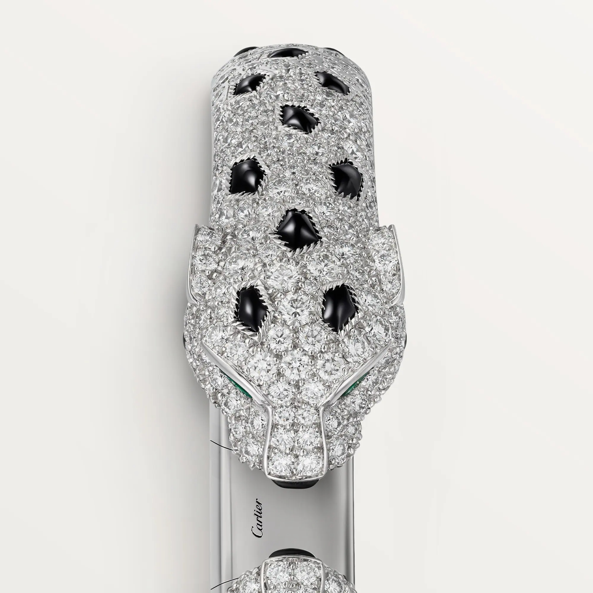 Carty Panther Motif Bracelet, White Gold, Double Head Paved