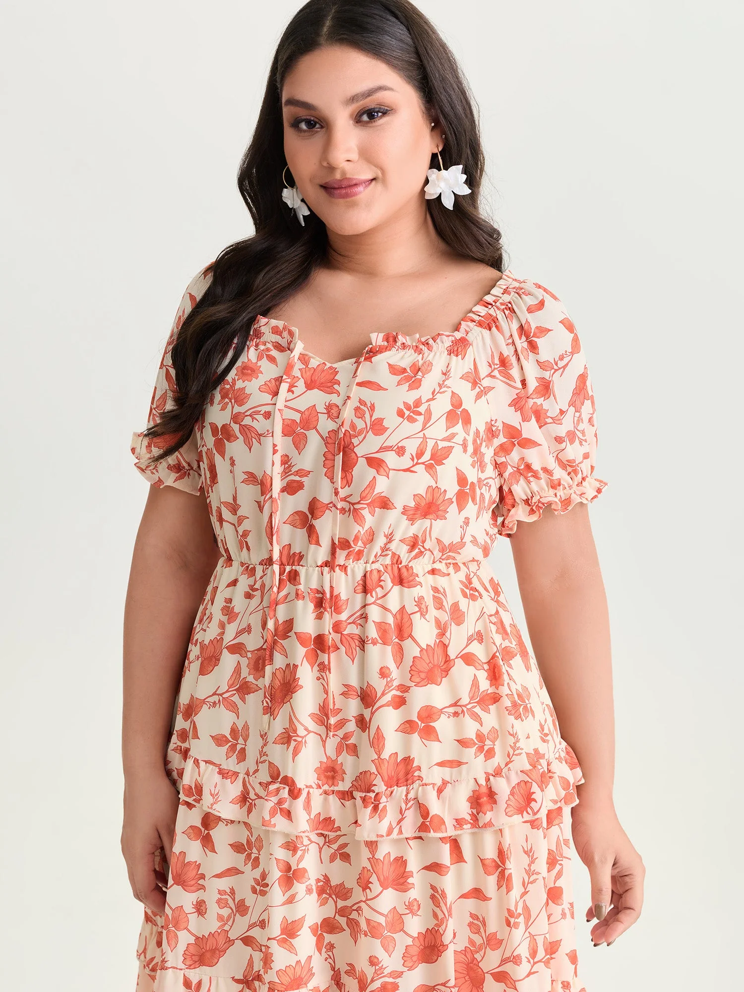 Floral Ruffled Edge Tiered Maxi Dress