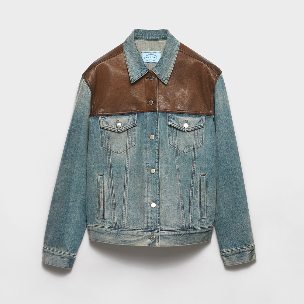 Prada Clothing Prada Denim and Leather Blouson Jacket #395901 | Nigo Office