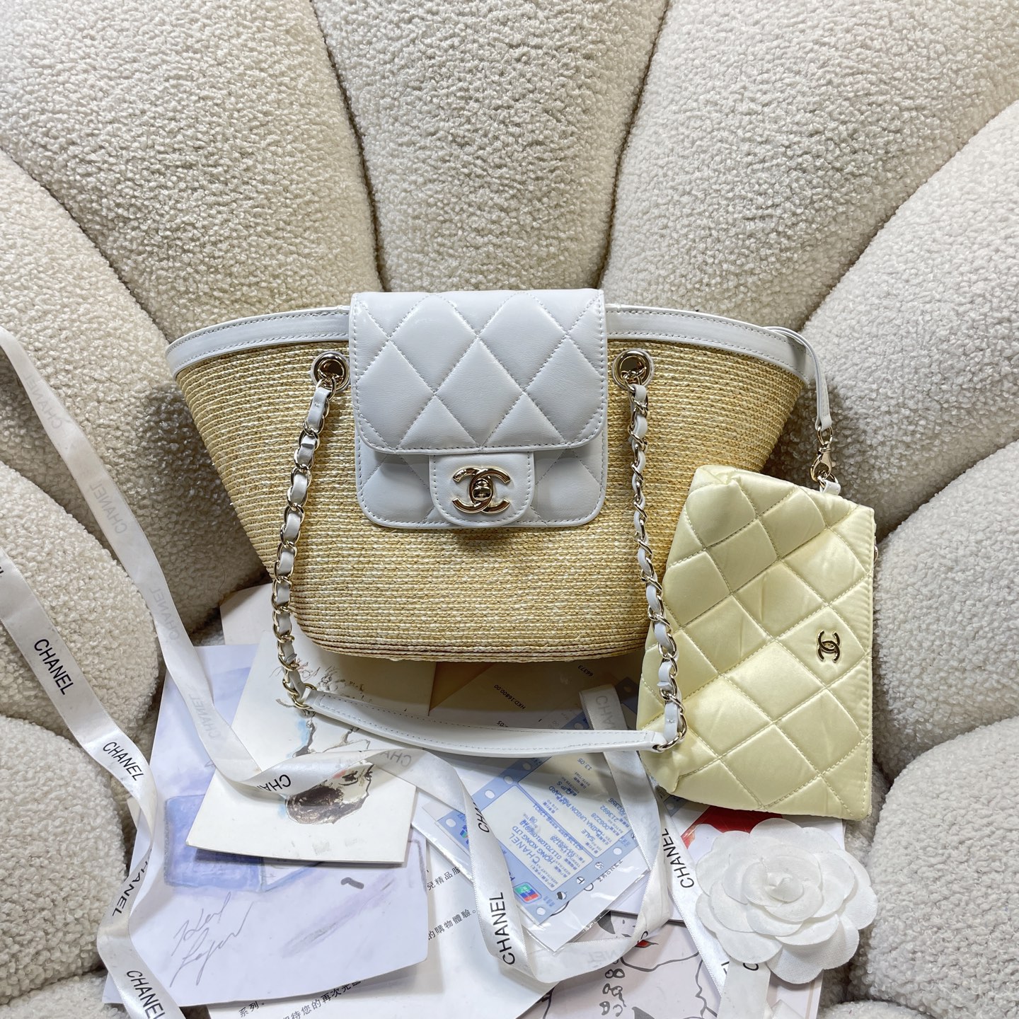 [TOP] CHANEL Straw-Woven Patchwork Shopping Basket Bag 18-41-13cm - 6 Color - 711 Luxury