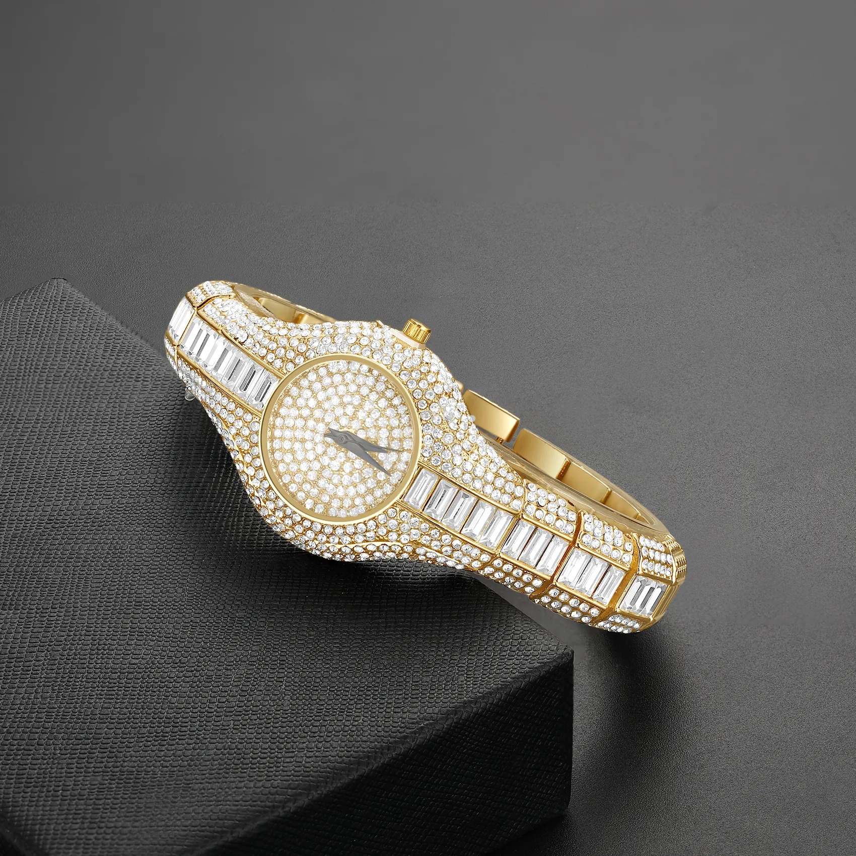 Emerald Cut Diamond Water Resistant Women's Quartz Watch