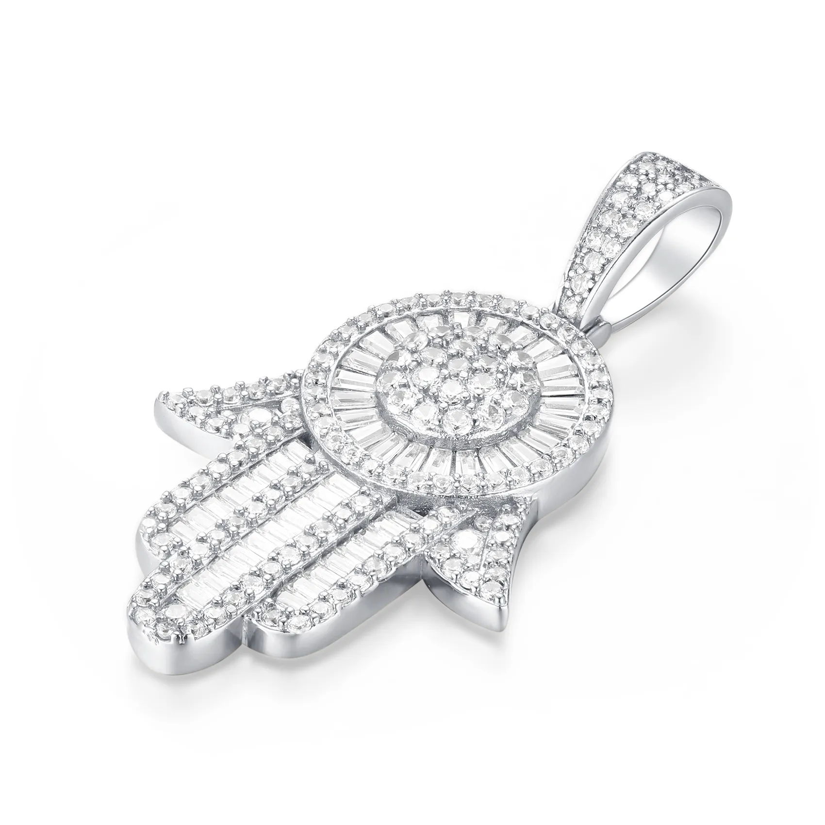 Emerald Cut Hamsa Hand Pendant