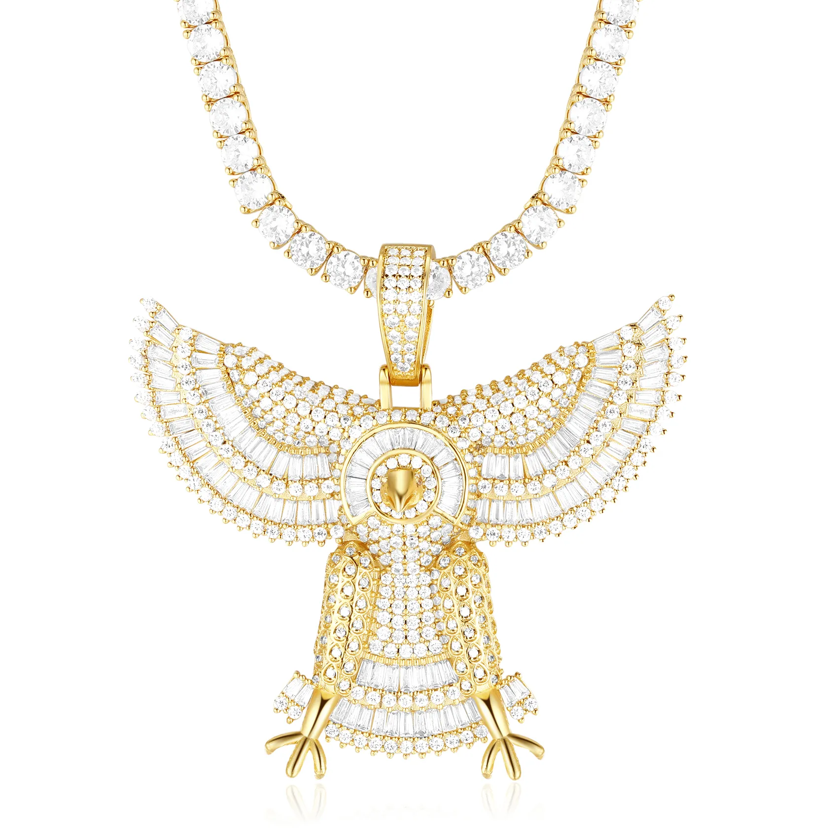 14K Gold Raptor Eagle Pendant