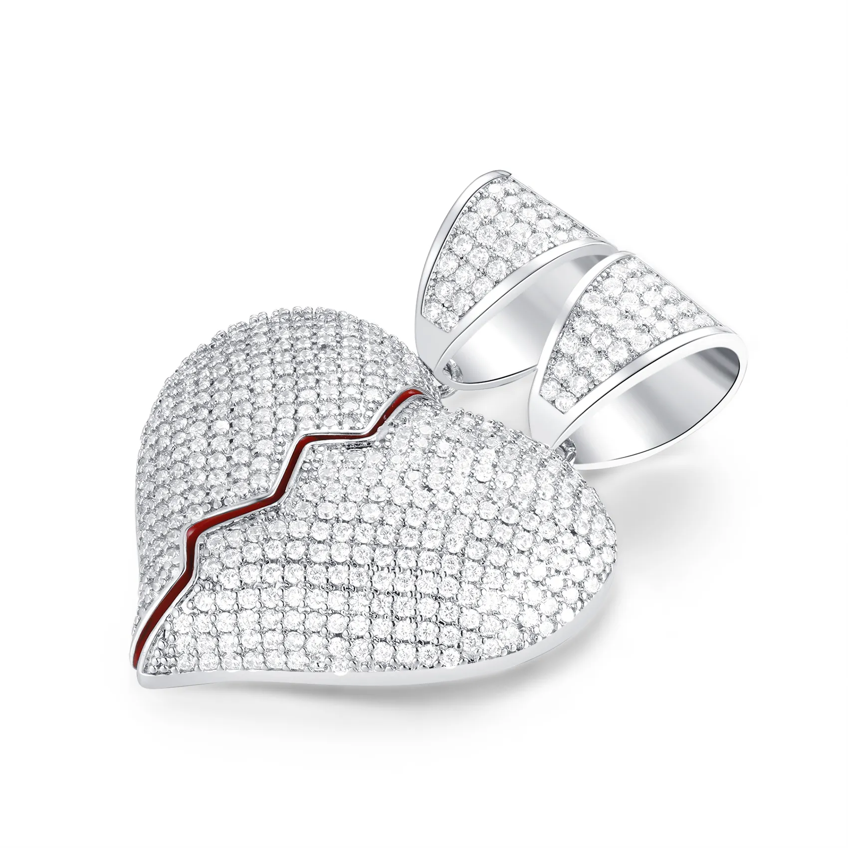 14K Gold 2 Half Broken Hearts Pendant