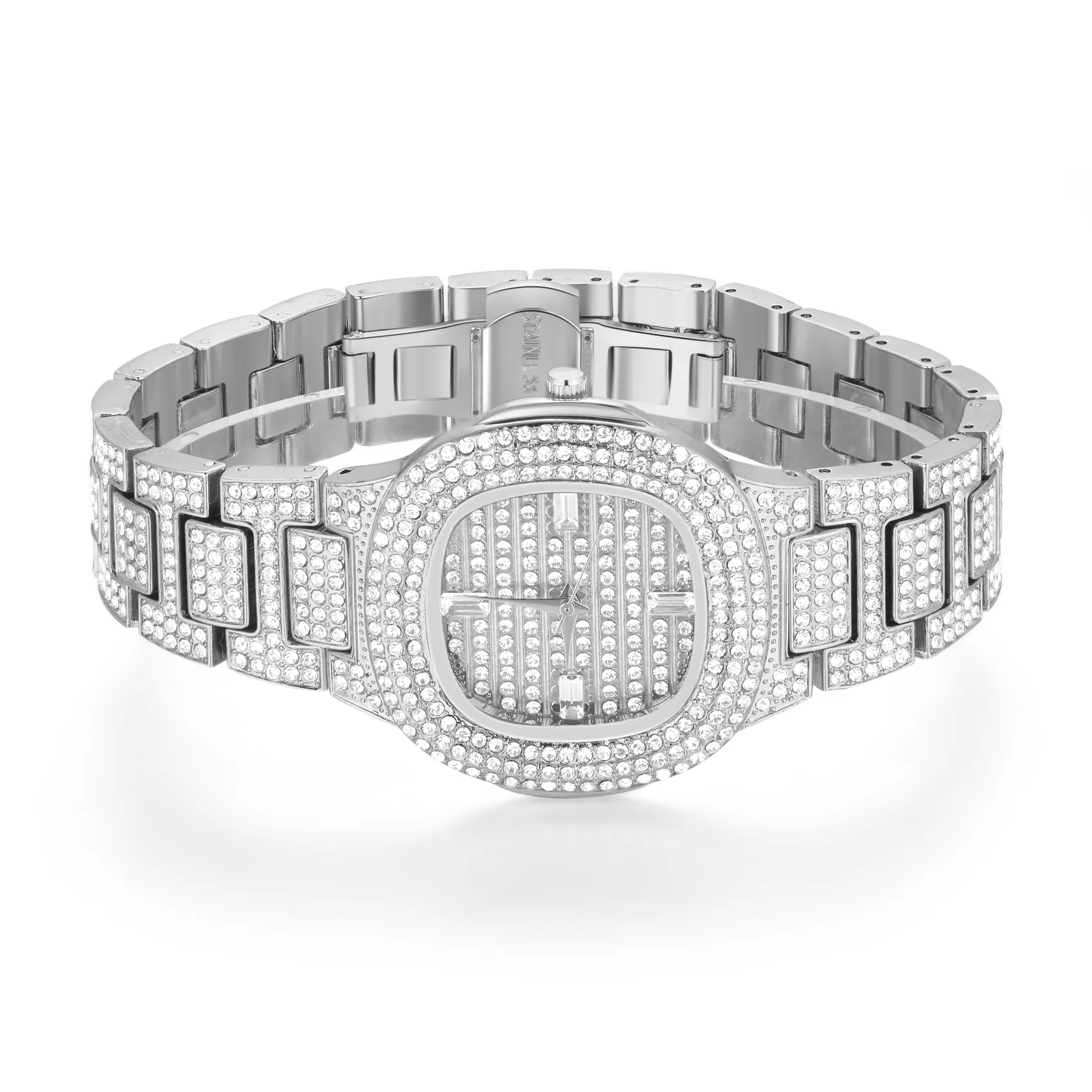 Round Cut Diamond Calendar Water Resistant Men's Quartz Watch