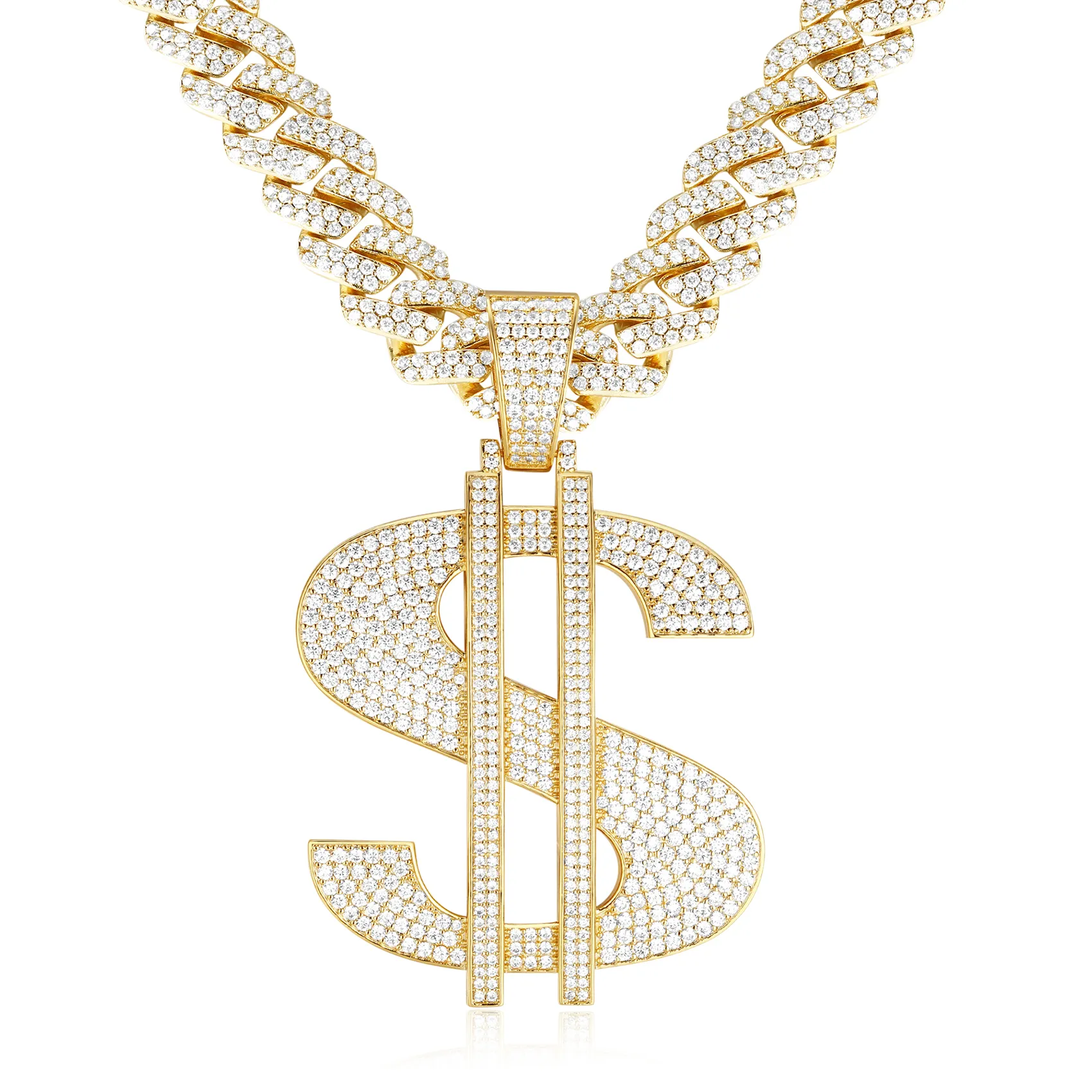14K Gold Dollar Sign Pendant