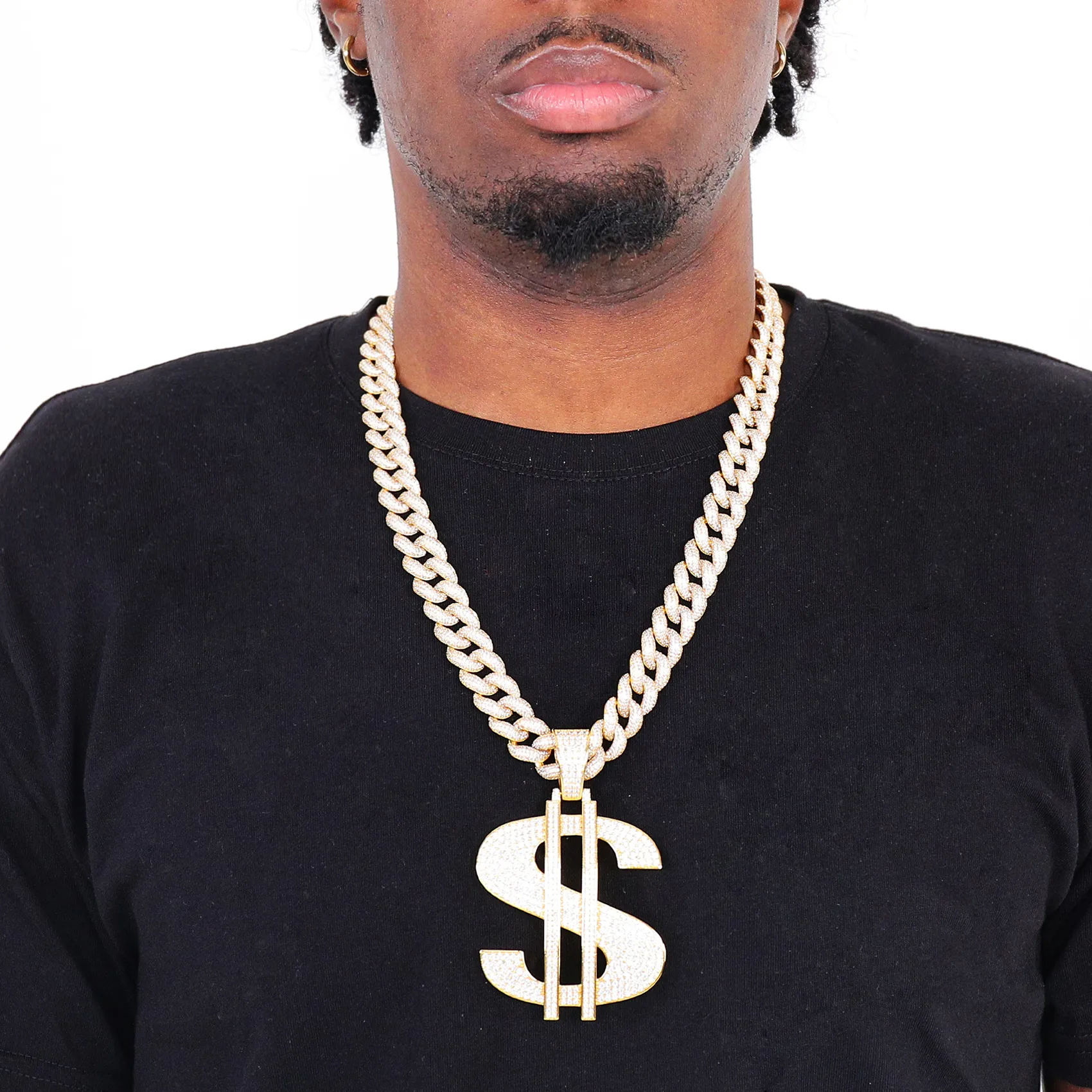 14K Gold Dollar Sign Pendant