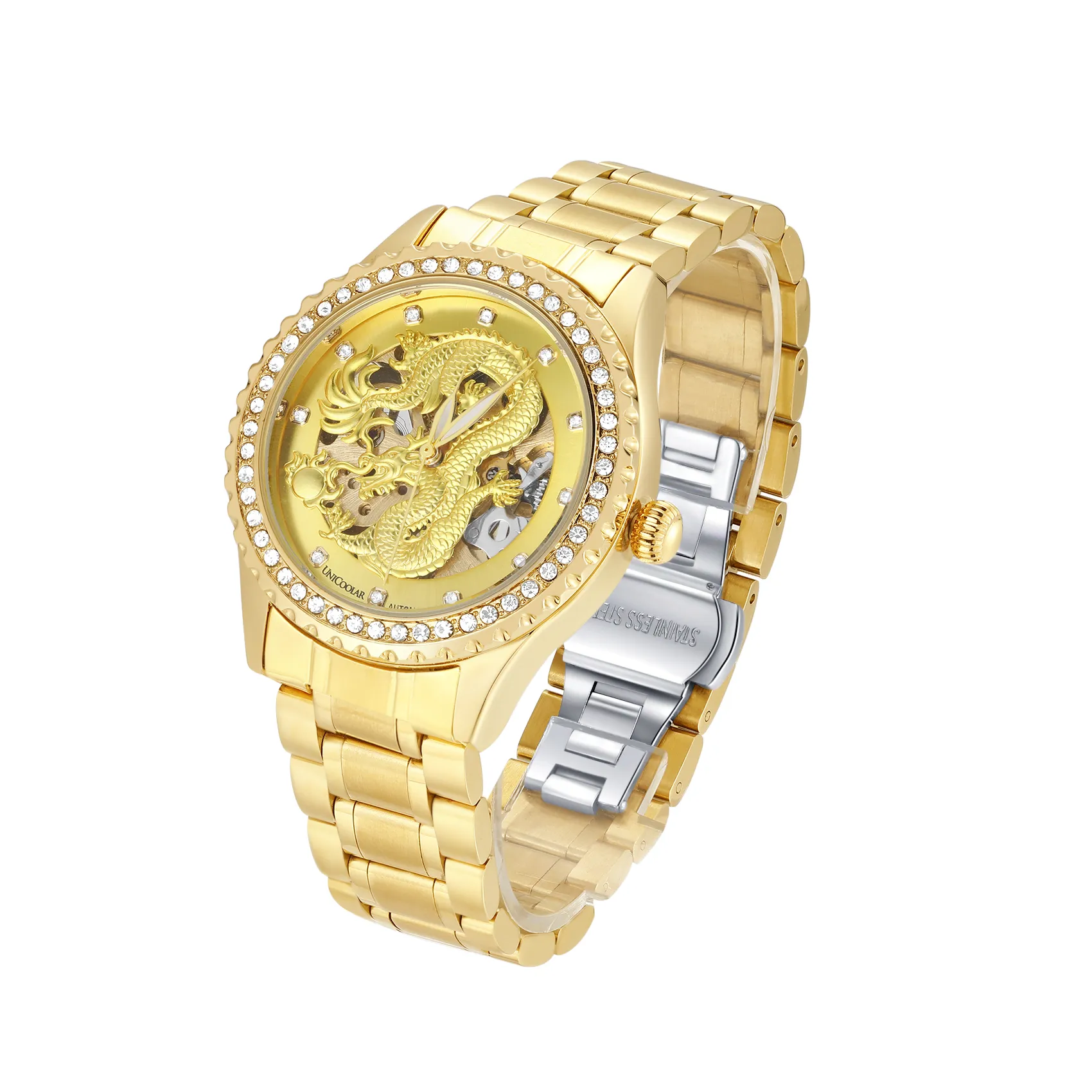 Rock Dragon Water Resistant Luminous Diamond Fashion Automatic Mechanical Men's Watch