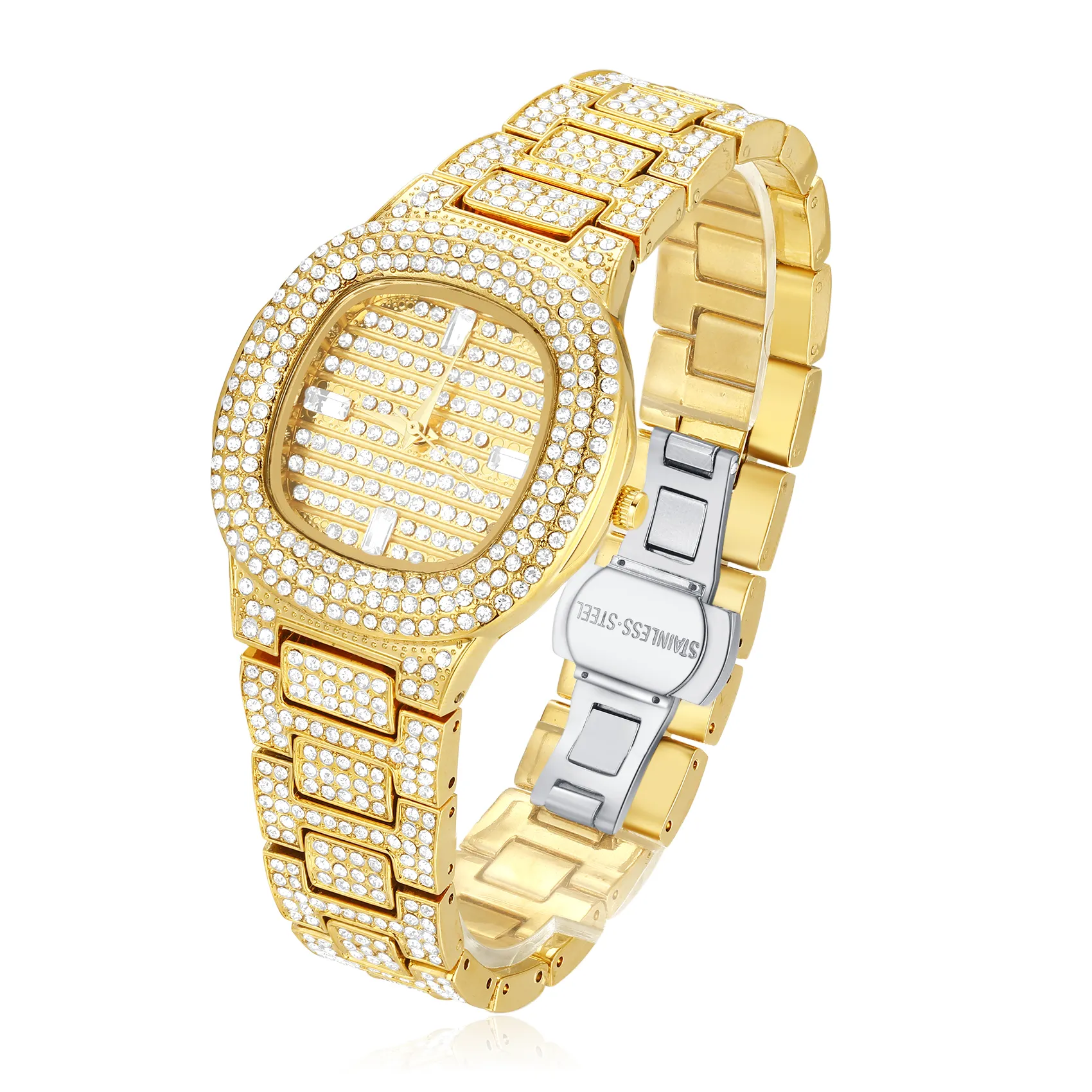 Round Cut Diamond Water Resistant Women's Quartz Watch