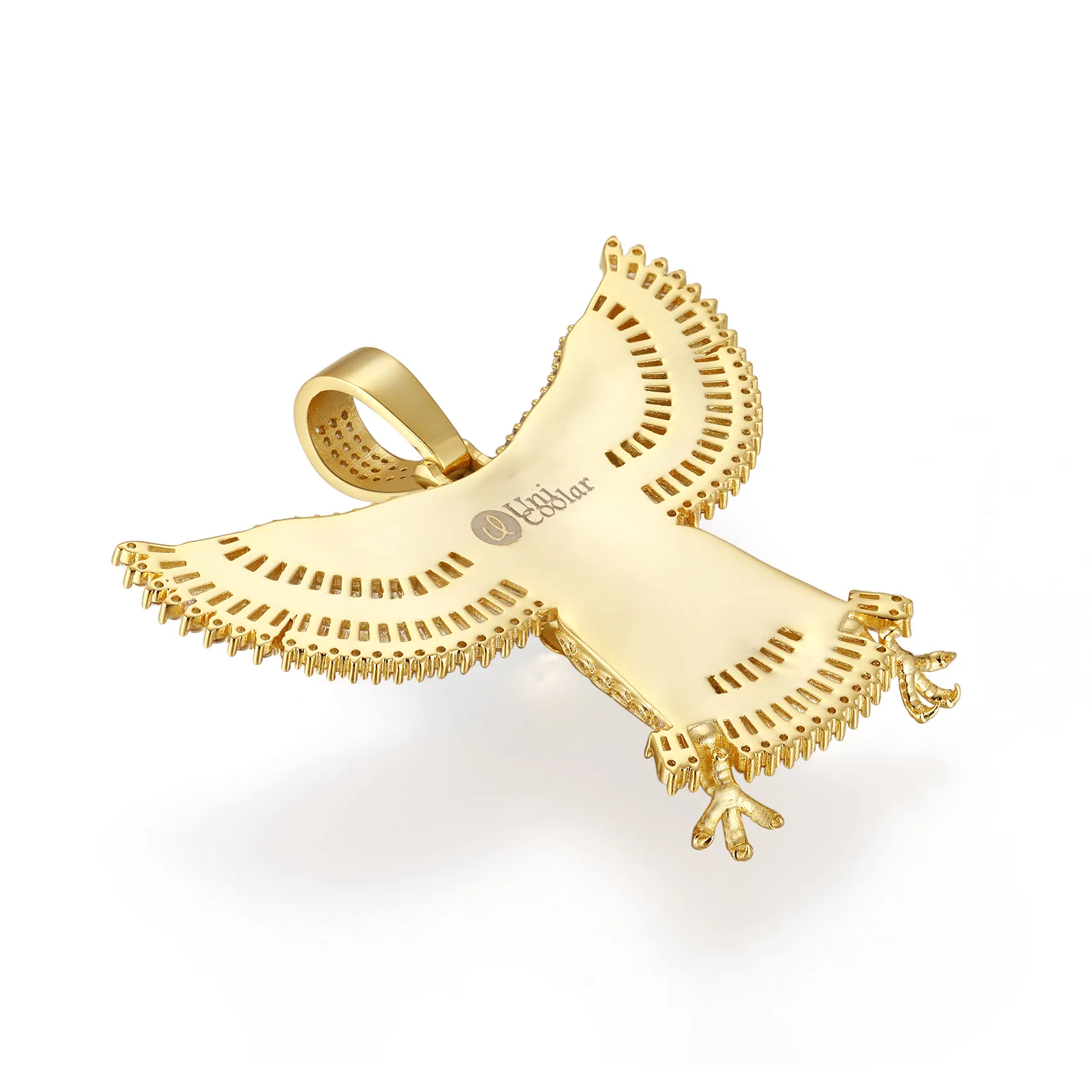 14K Gold Raptor Eagle Pendant