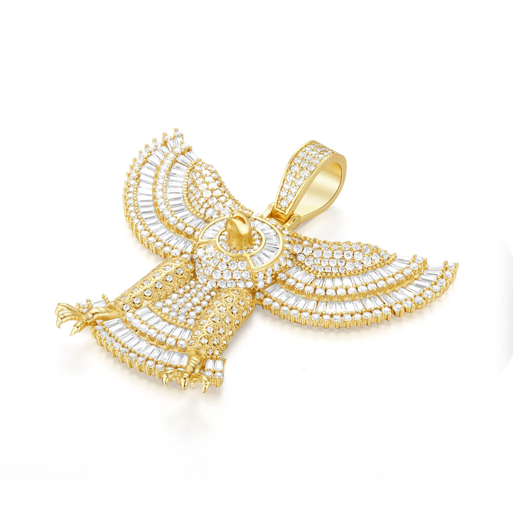 14K Gold Raptor Eagle Pendant