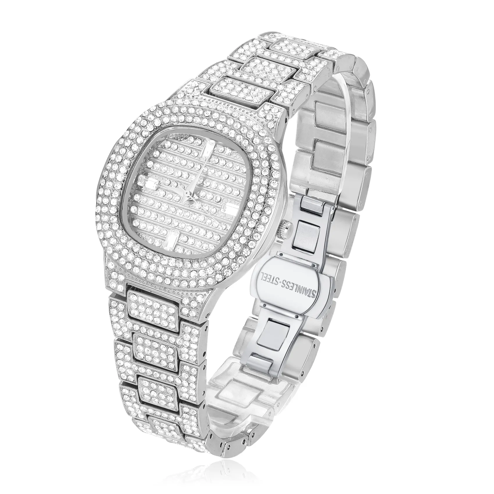 Round Cut Diamond Calendar Water Resistant Men's Quartz Watch