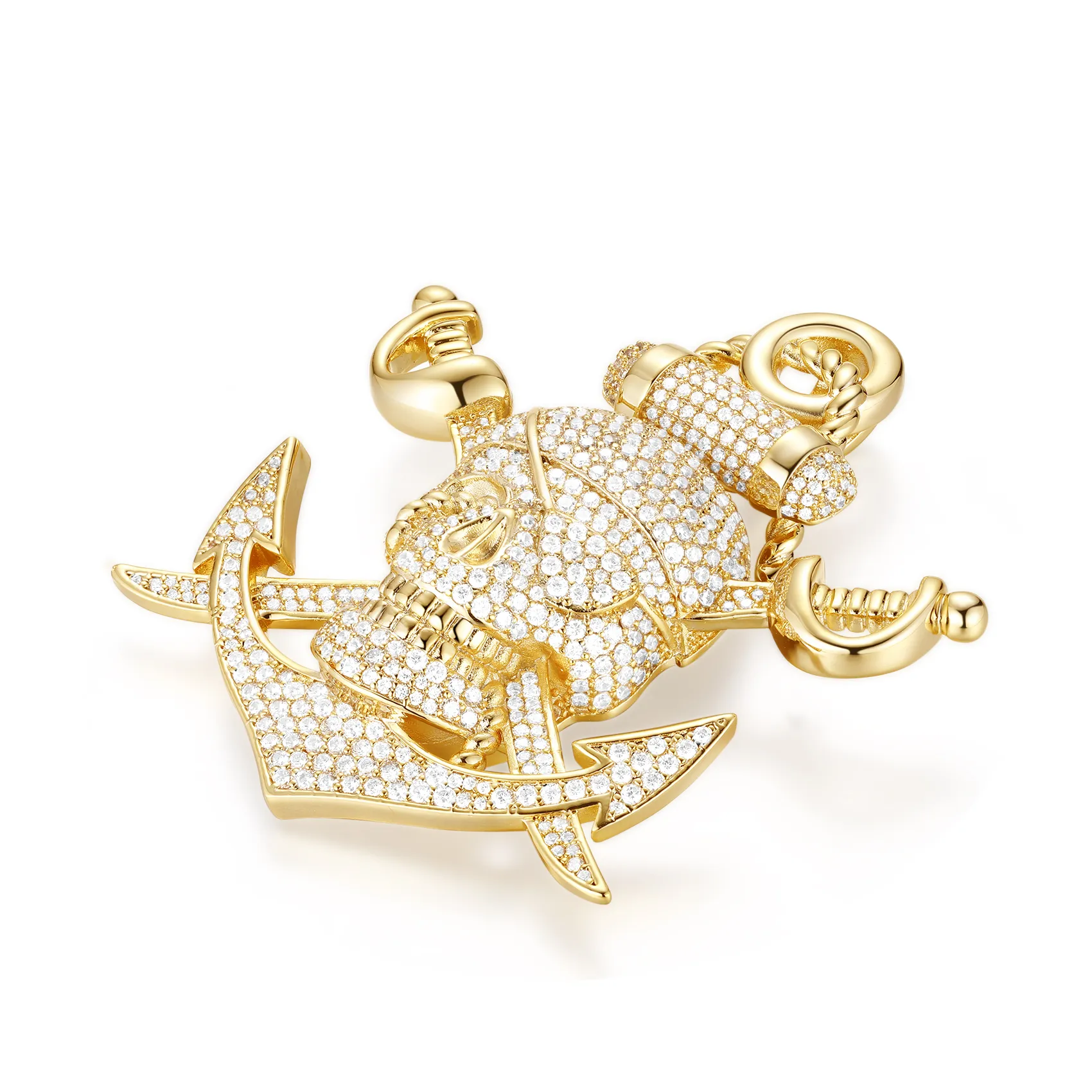 Christmas Gift-14K Gold Aden Gulf Pirate Skull Pendant