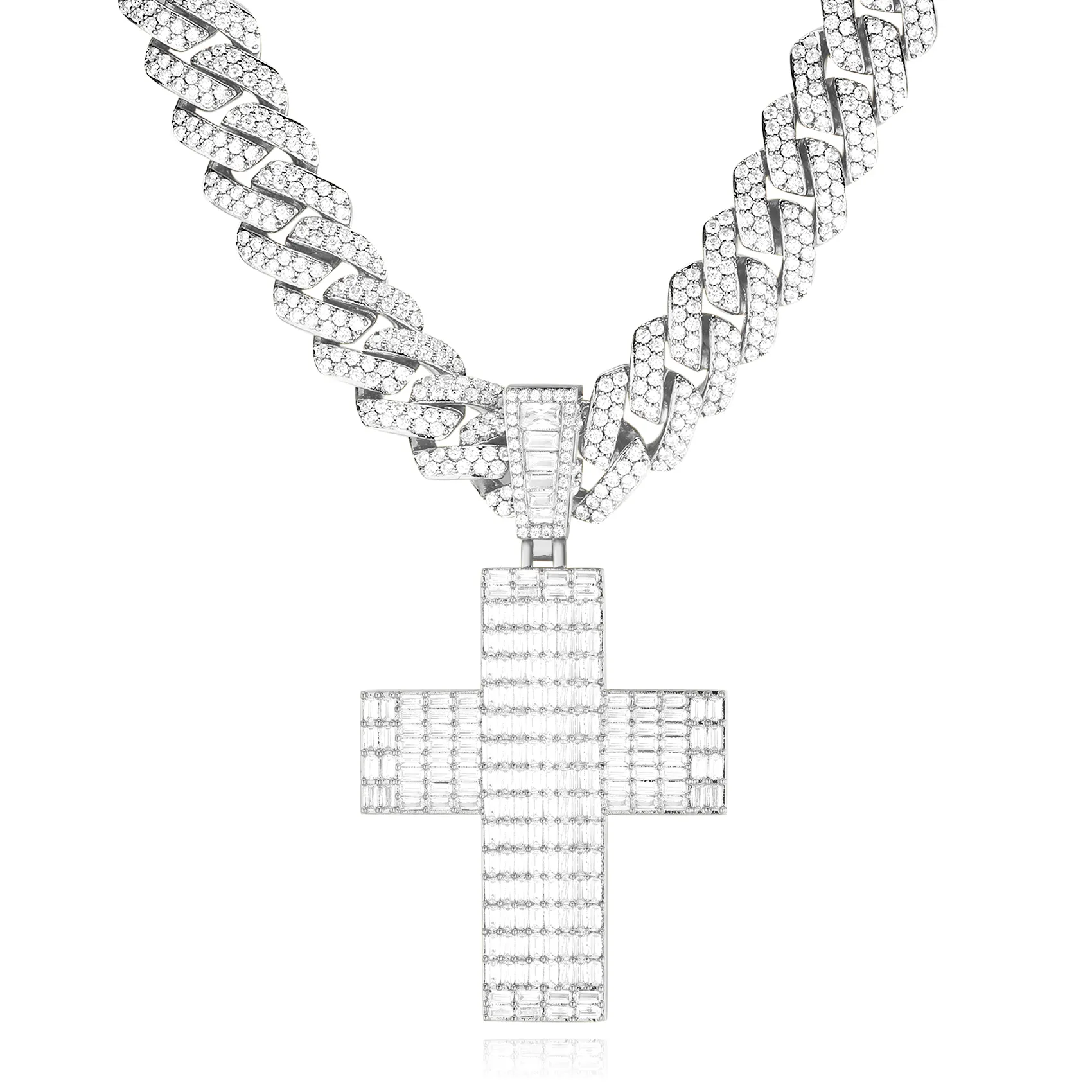 Emerald Cut Cross Pendant