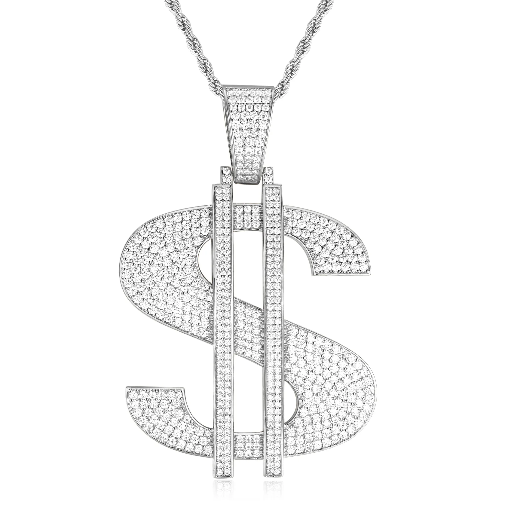 14K Gold Dollar Sign Pendant