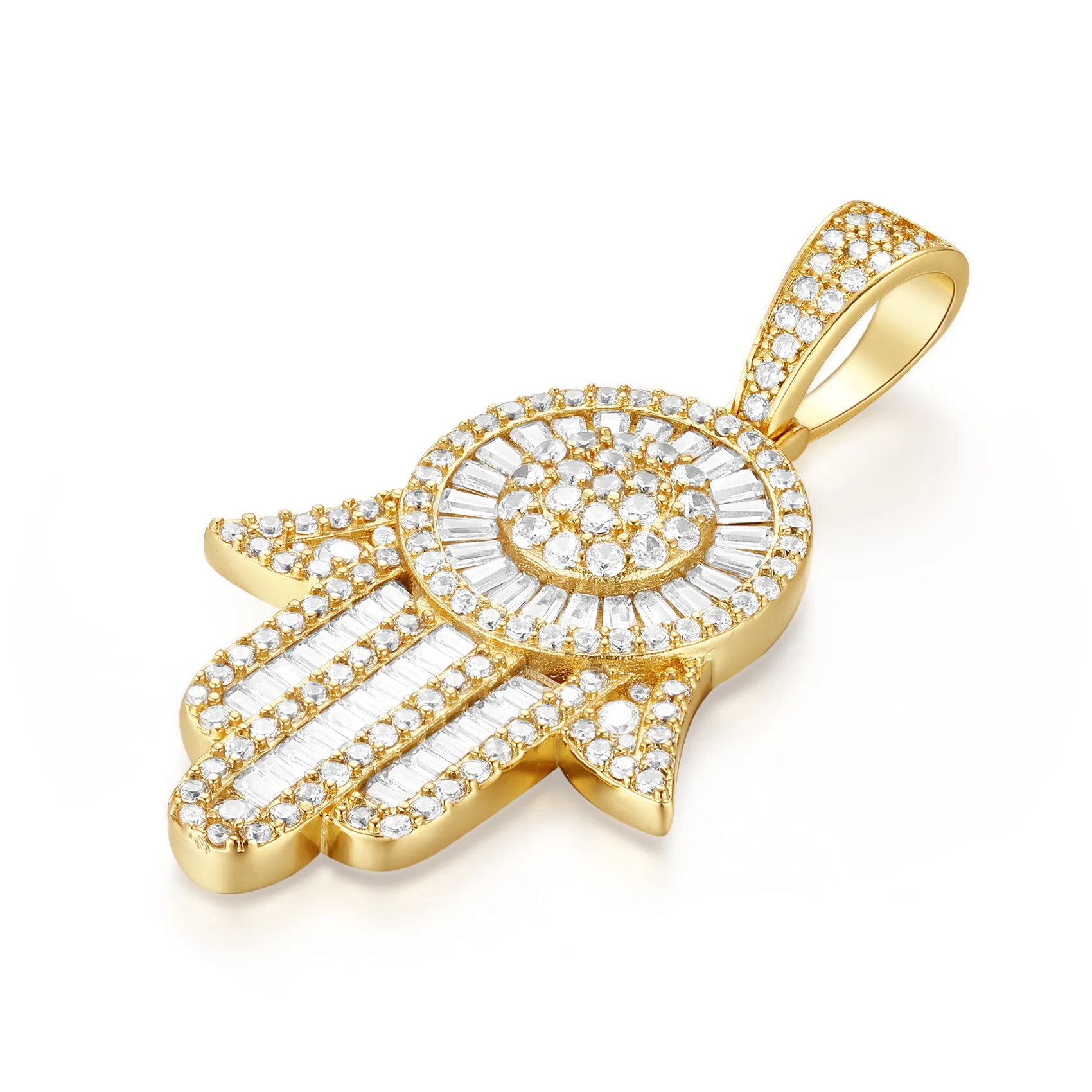 Emerald Cut Hamsa Hand Pendant