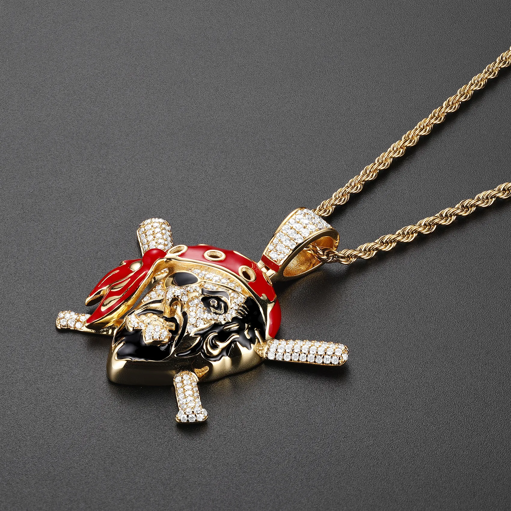 Christmas Gift-14K Gold Enamel Aden Gulf Pirate Pendant