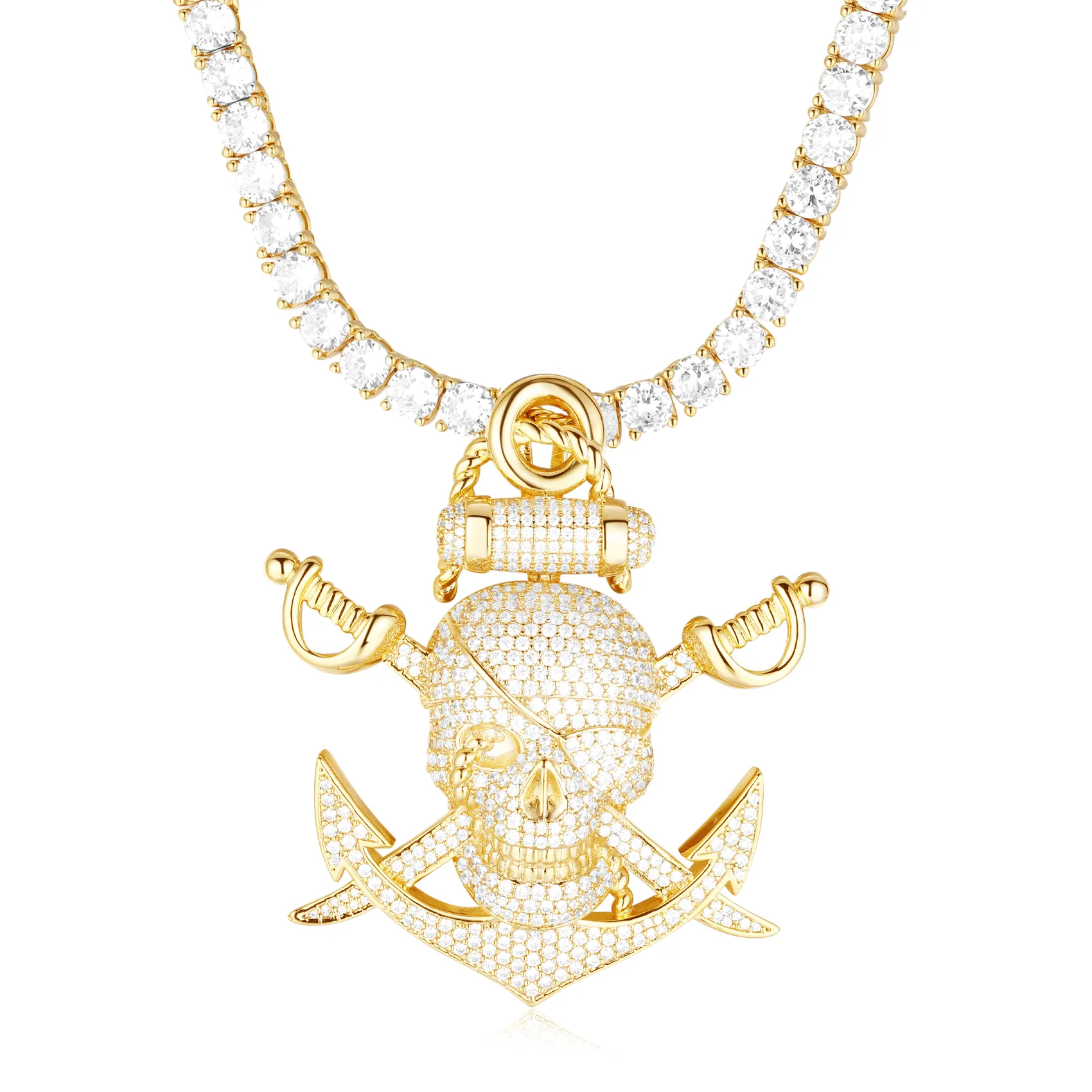 14K Gold Aden Gulf Pirate Skull Pendant