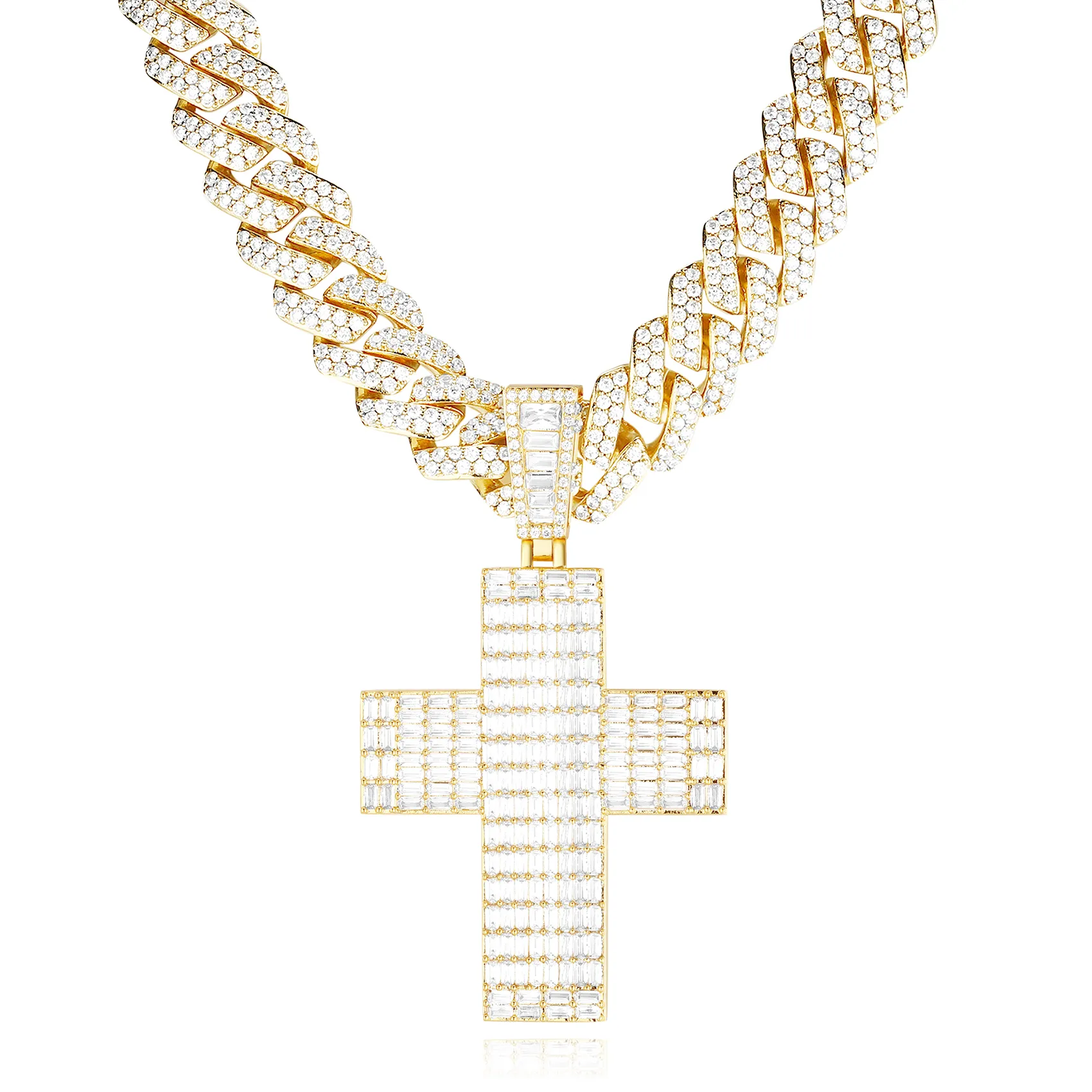 Emerald Cut Cross Pendant