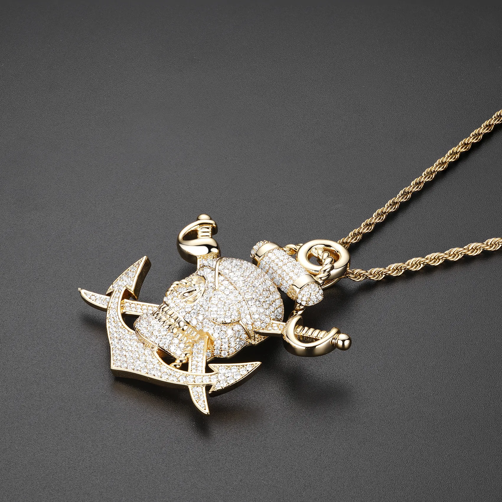 14K Gold Aden Gulf Pirate Skull Pendant