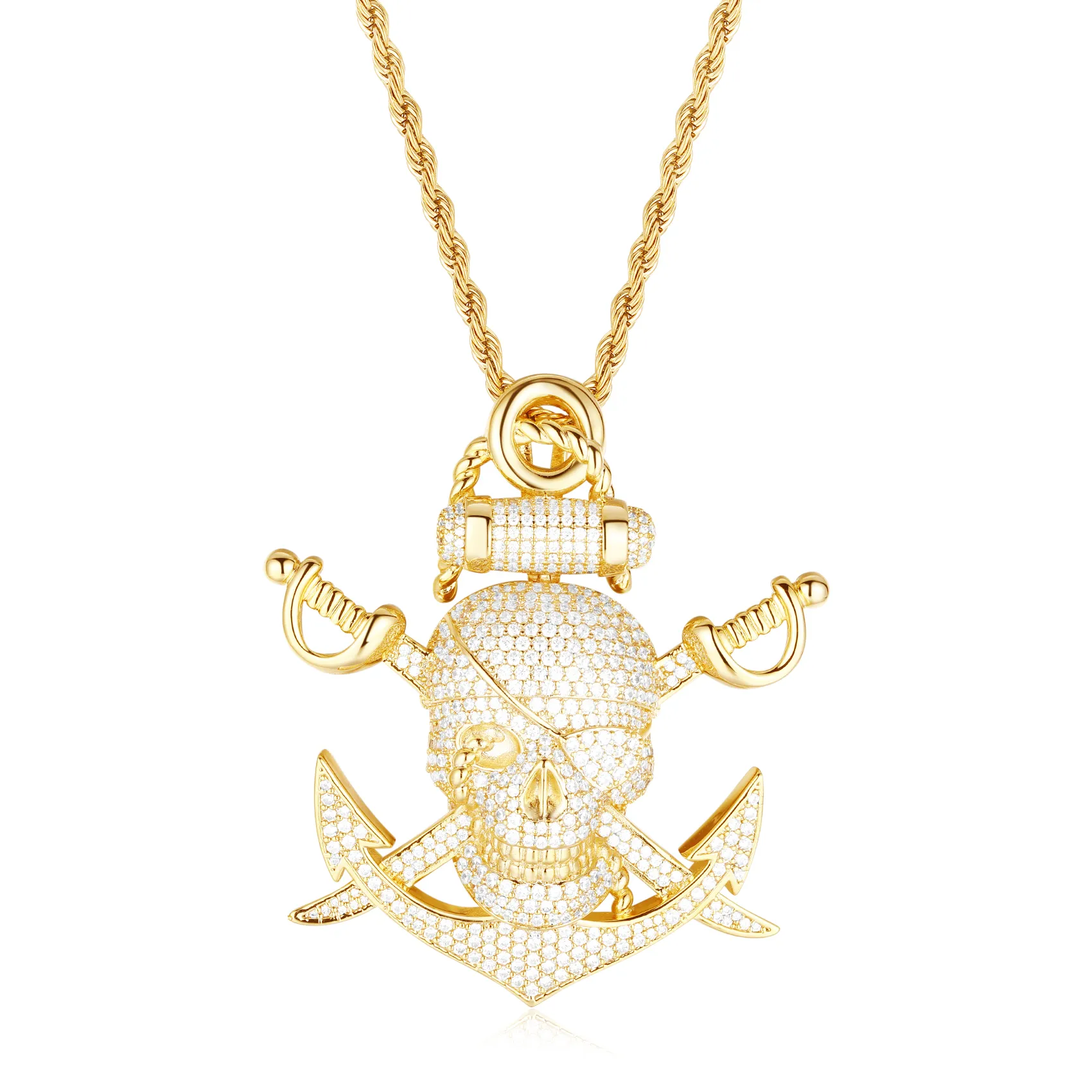 14K Gold Aden Gulf Pirate Skull Pendant