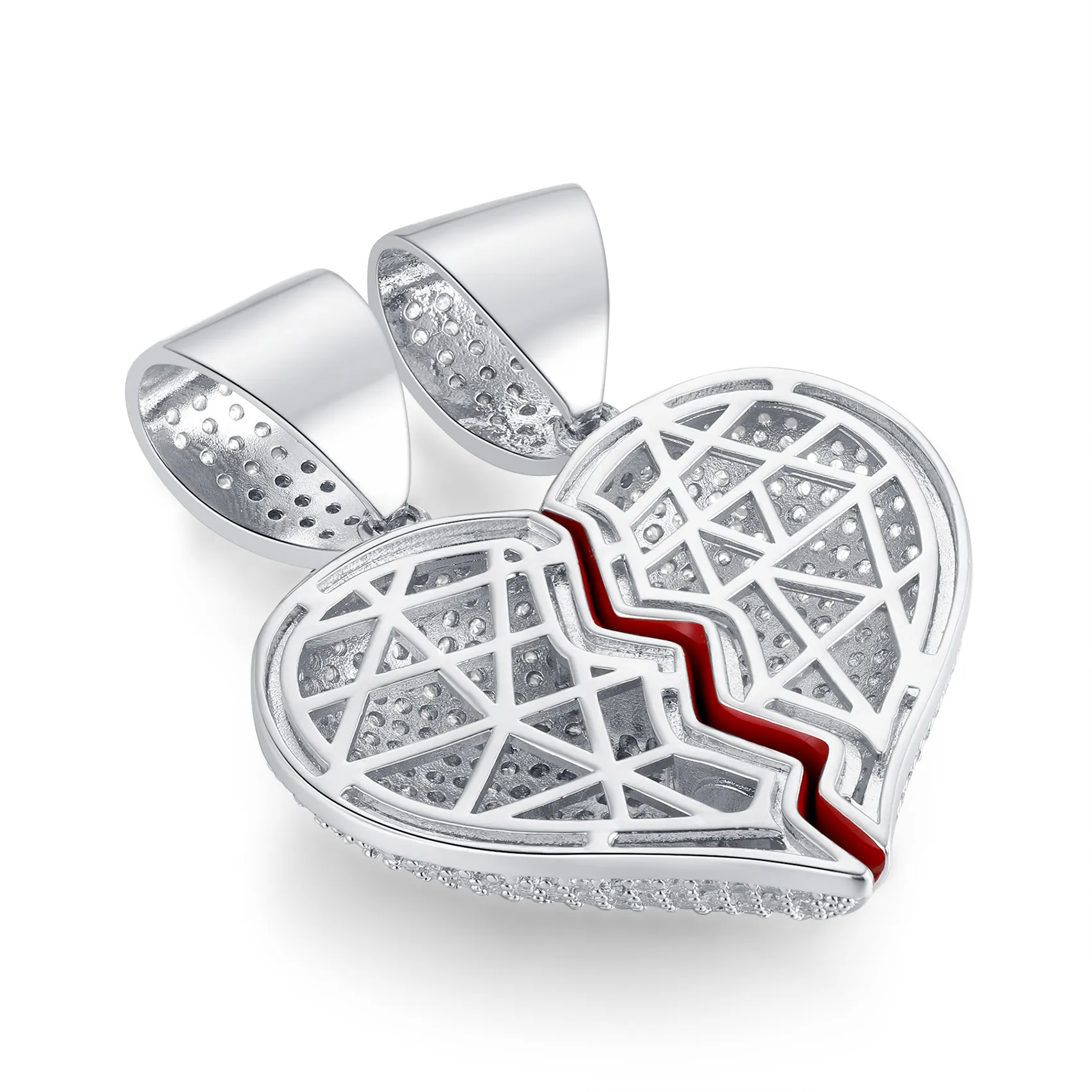 14K Gold 2 Half Broken Hearts Pendant