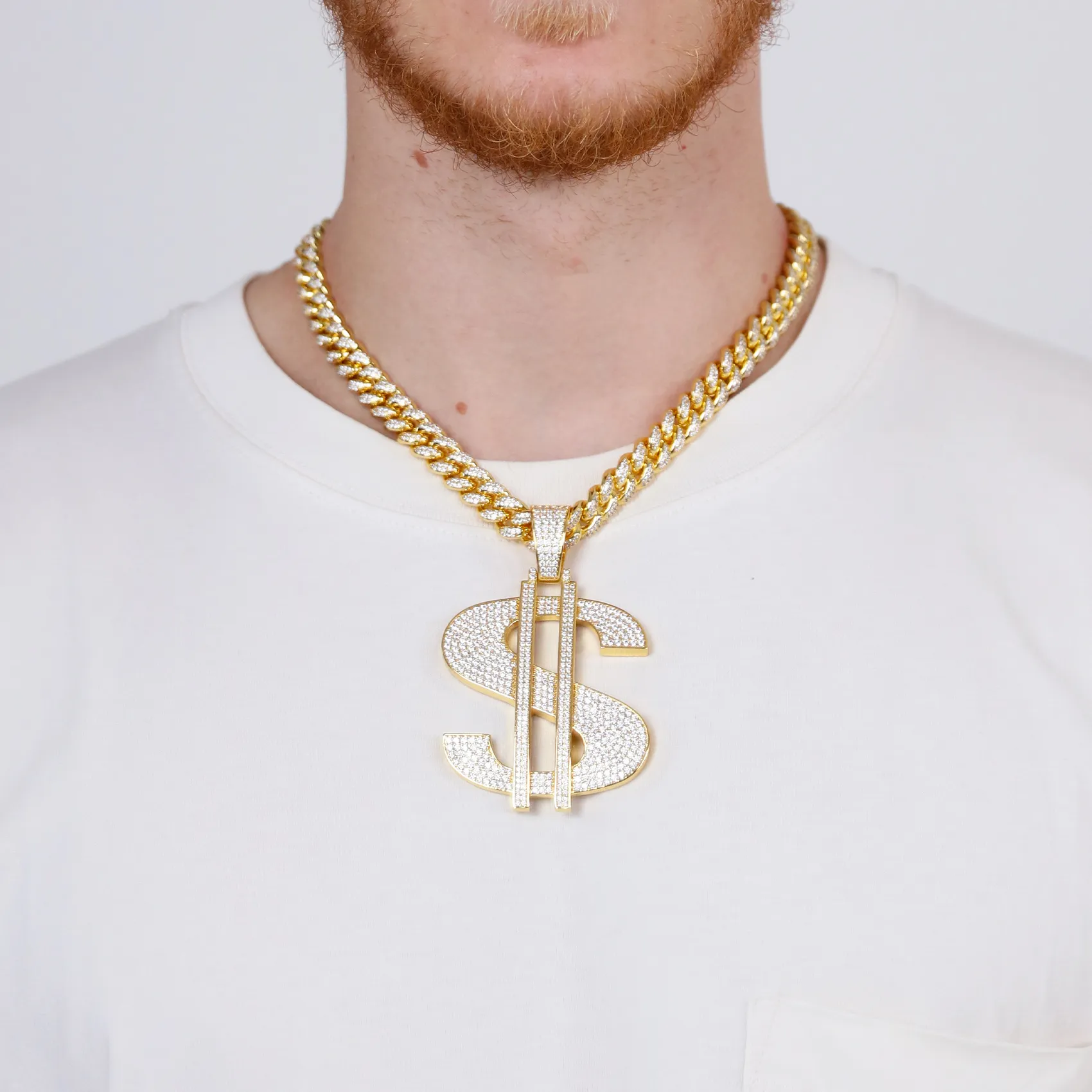 14K Gold Dollar Sign Pendant