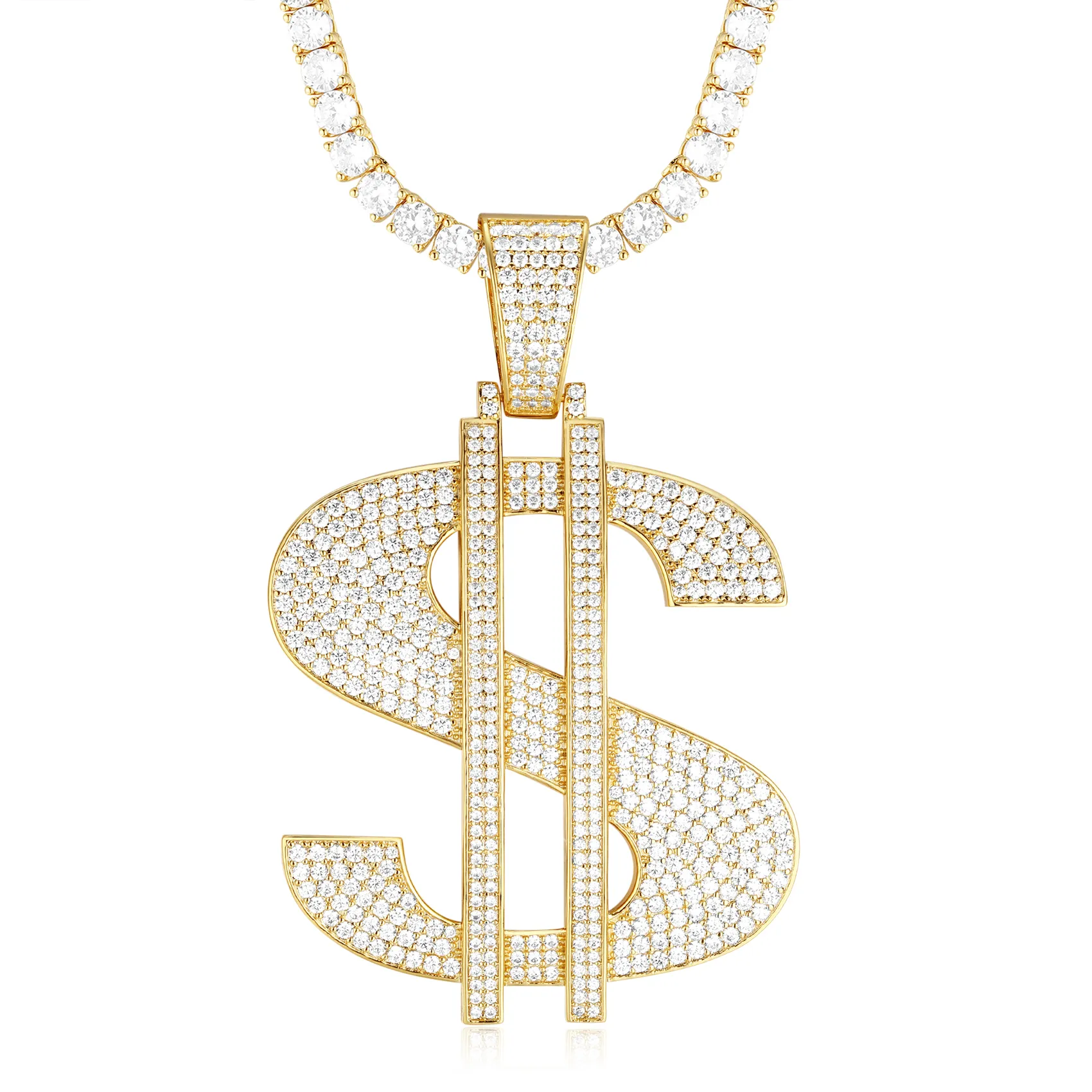 14K Gold Dollar Sign Pendant